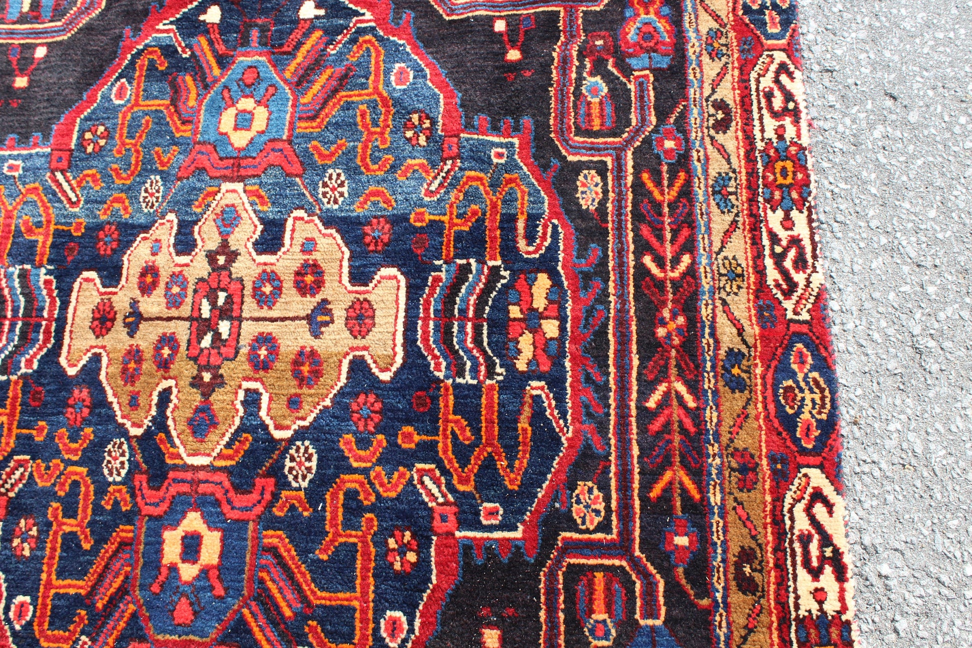Red 4x10 Vintage Rug | Tribal Oriental Persian Rug | Kazak Bohemian Rug | Handmade Rug