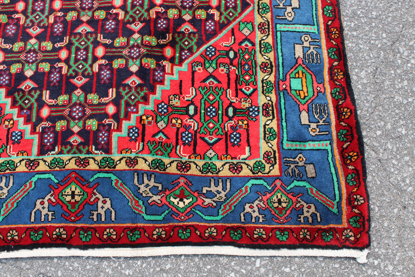 Blue Pink 4x8  Vintage Rug | Tribal Oriental Persian Rug | Kazak Bohemian Rug | Handmade Rug