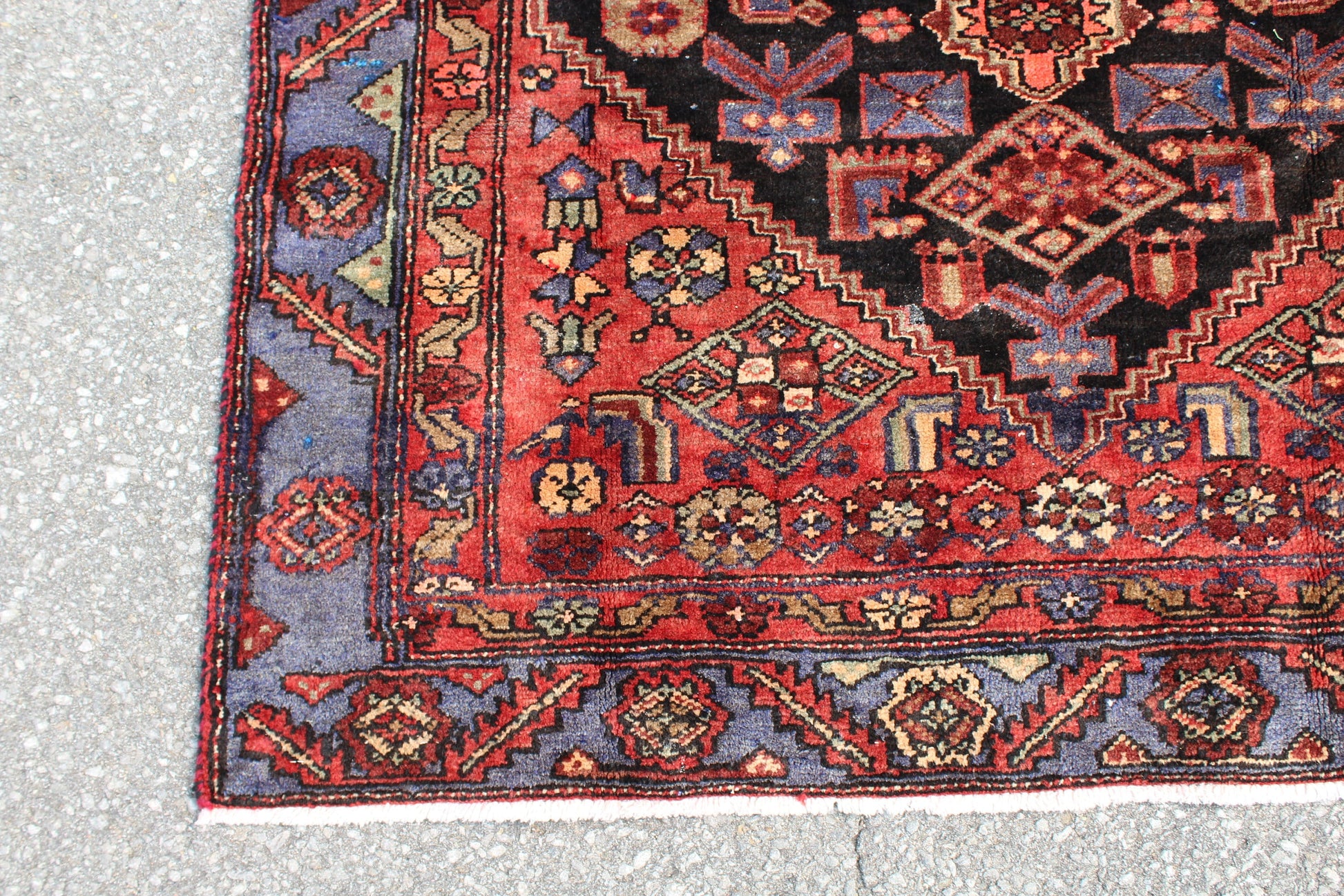 Red Black 4x6 Vintage Rug | Tribal Oriental Persian Rug | Kazak Bohemian Rug | Handmade Rug