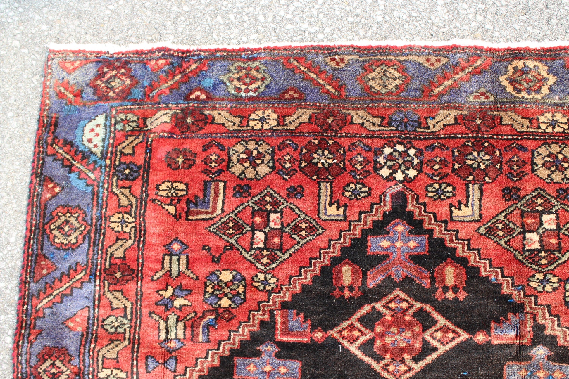 Red Black 4x6 Vintage Rug | Tribal Oriental Persian Rug | Kazak Bohemian Rug | Handmade Rug