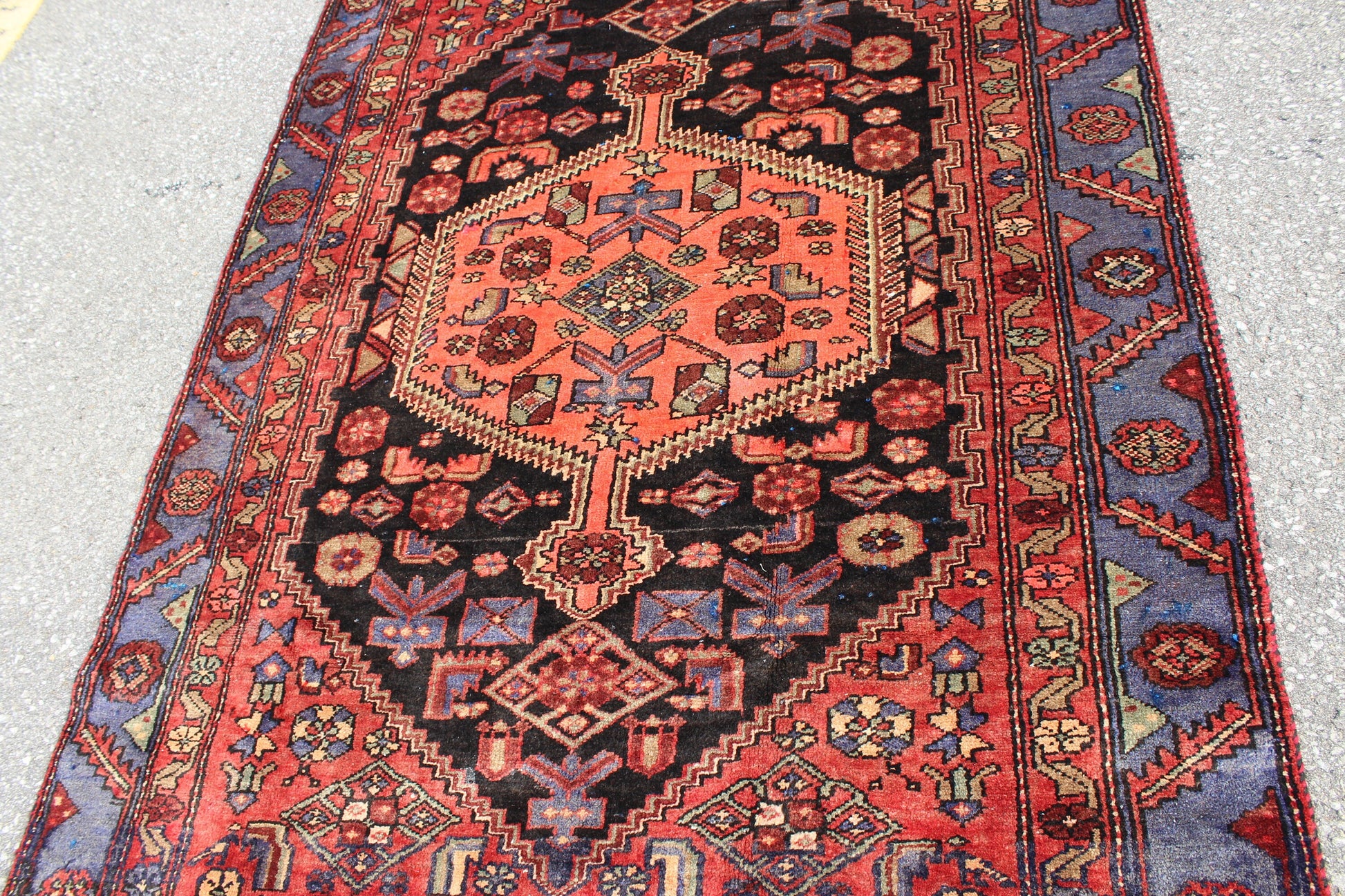 Red Black 4x6 Vintage Rug | Tribal Oriental Persian Rug | Kazak Bohemian Rug | Handmade Rug
