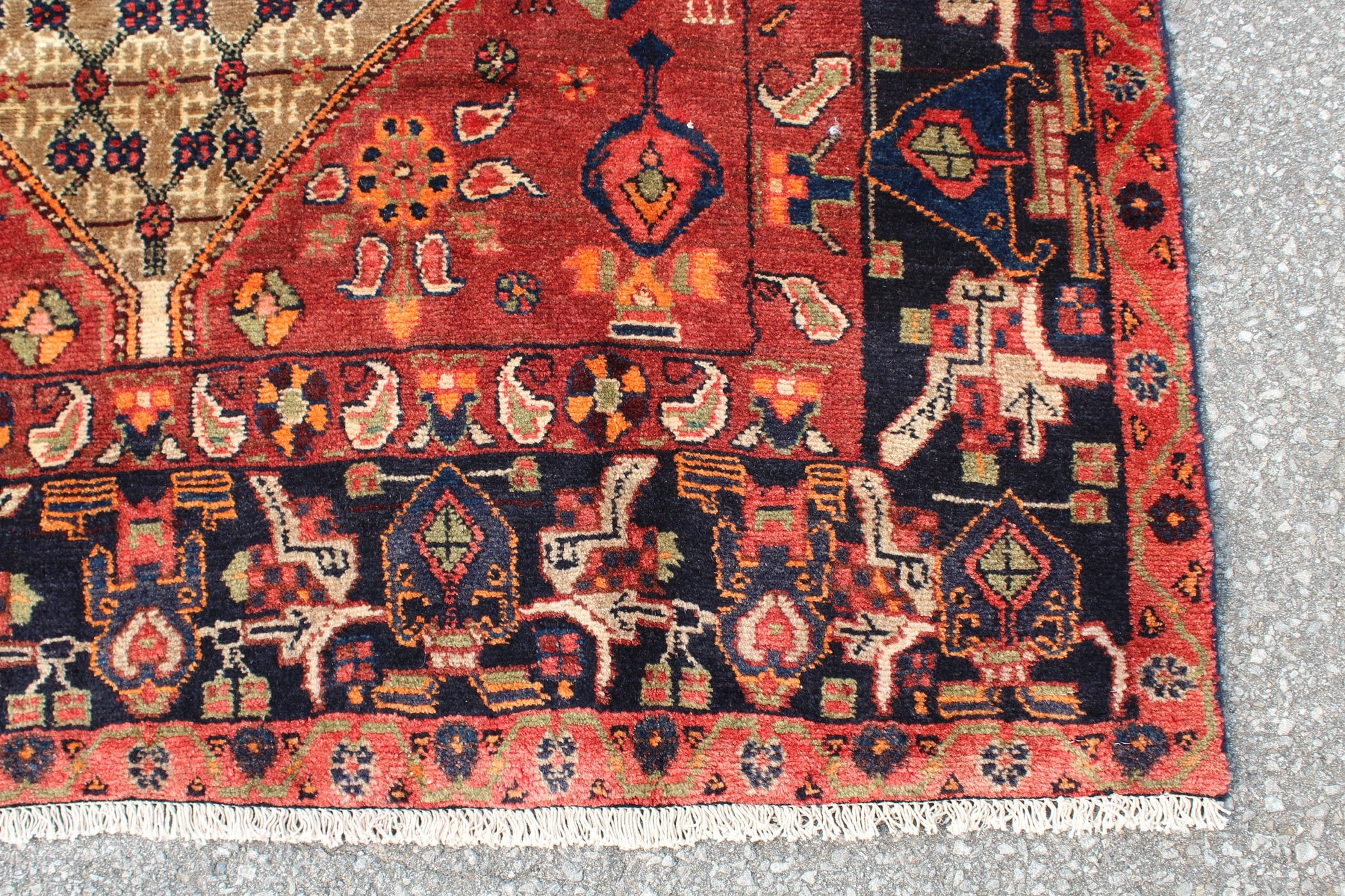 Red Black 5x8 Vintage Rug | Tribal Oriental Persian Rug | Kazak Bohemian Rug | Handmade Rug