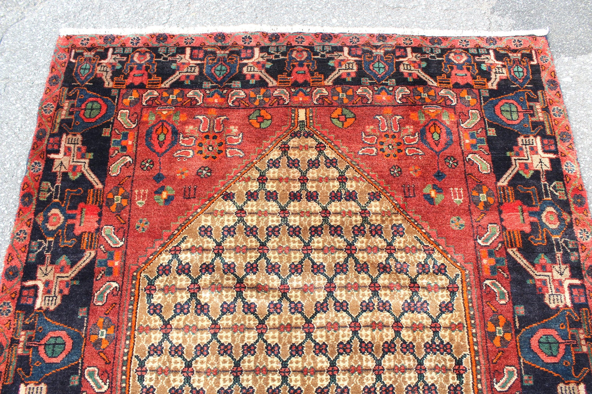 Red Black 5x8 Vintage Rug | Tribal Oriental Persian Rug | Kazak Bohemian Rug | Handmade Rug
