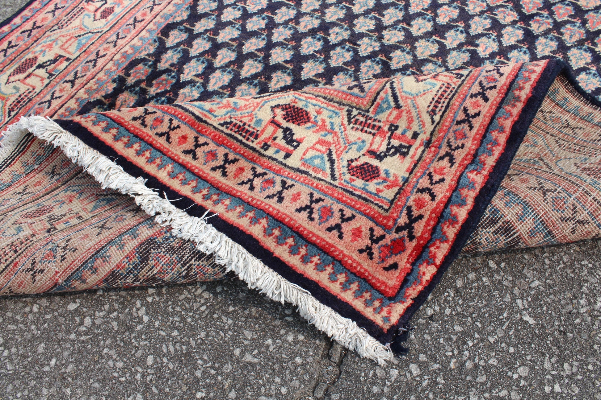 Red Black 4x7 Vintage One of a Kind Rug