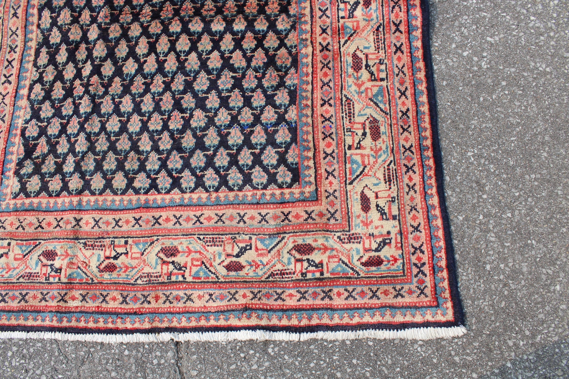 Red Black 4x7 Vintage One of a Kind Rug