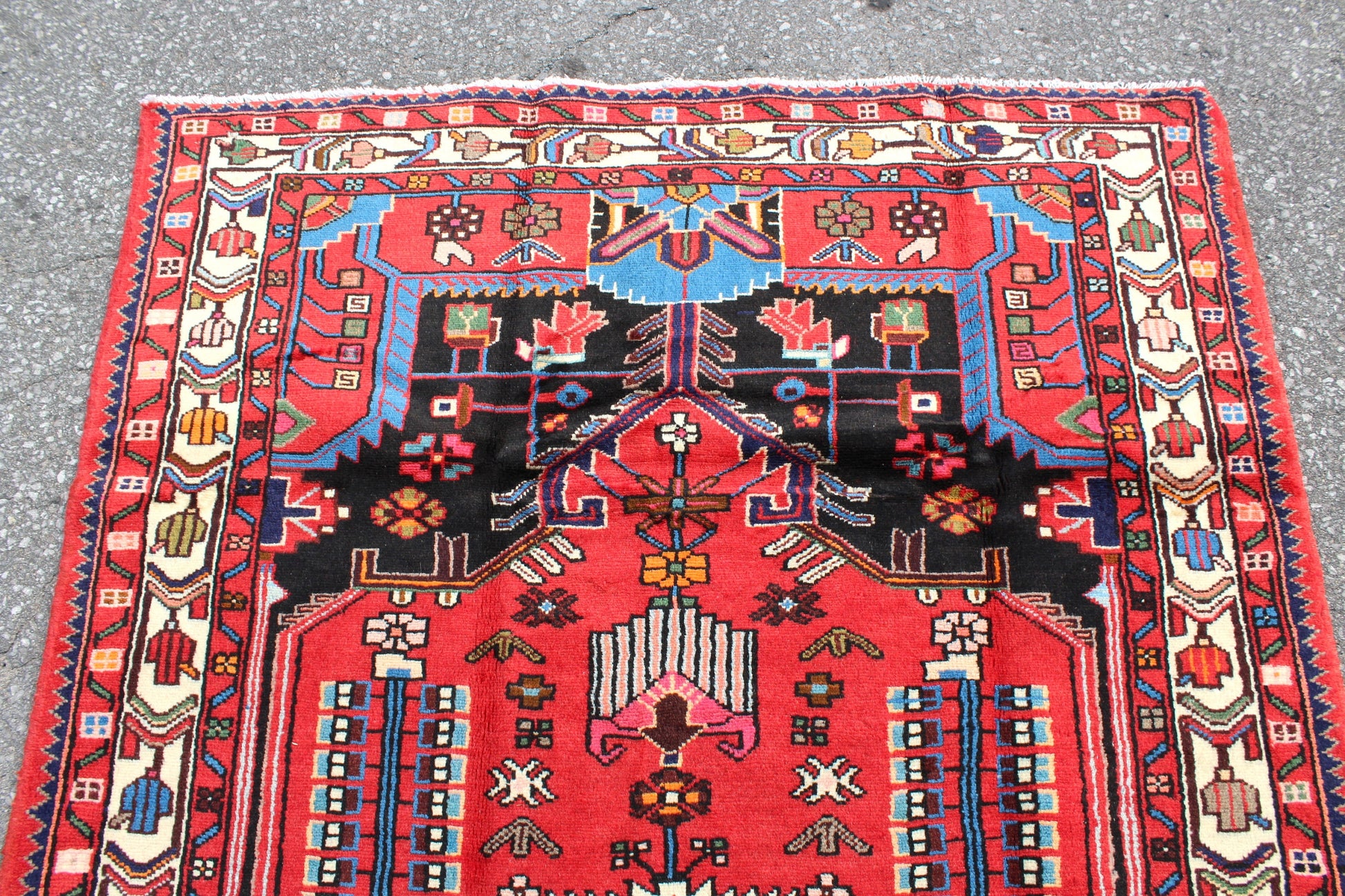 Red 4x7 Vintage Rug | Tribal Oriental Persian Rug | Kazak Bohemian Rug | Handmade Rug