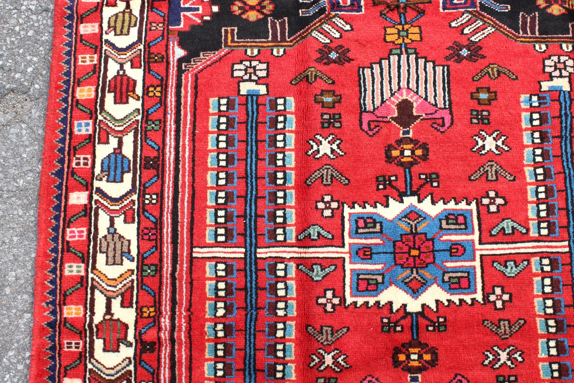 Red 4x7 Vintage Rug | Tribal Oriental Persian Rug | Kazak Bohemian Rug | Handmade Rug