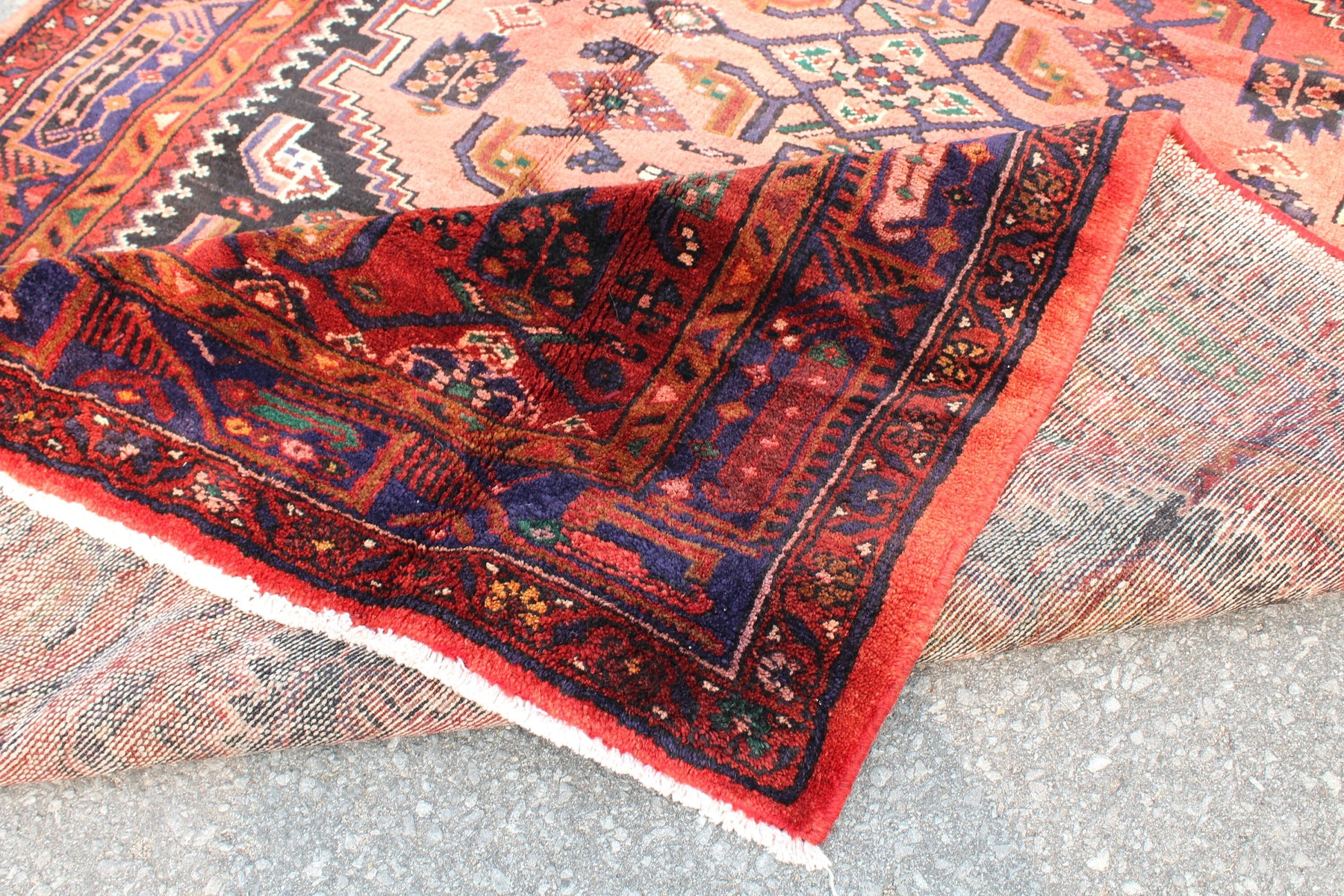 Red Blue 5x8 Vintage Rug | Tribal Oriental Persian Rug | Kazak Bohemian Rug | Handmade Rug
