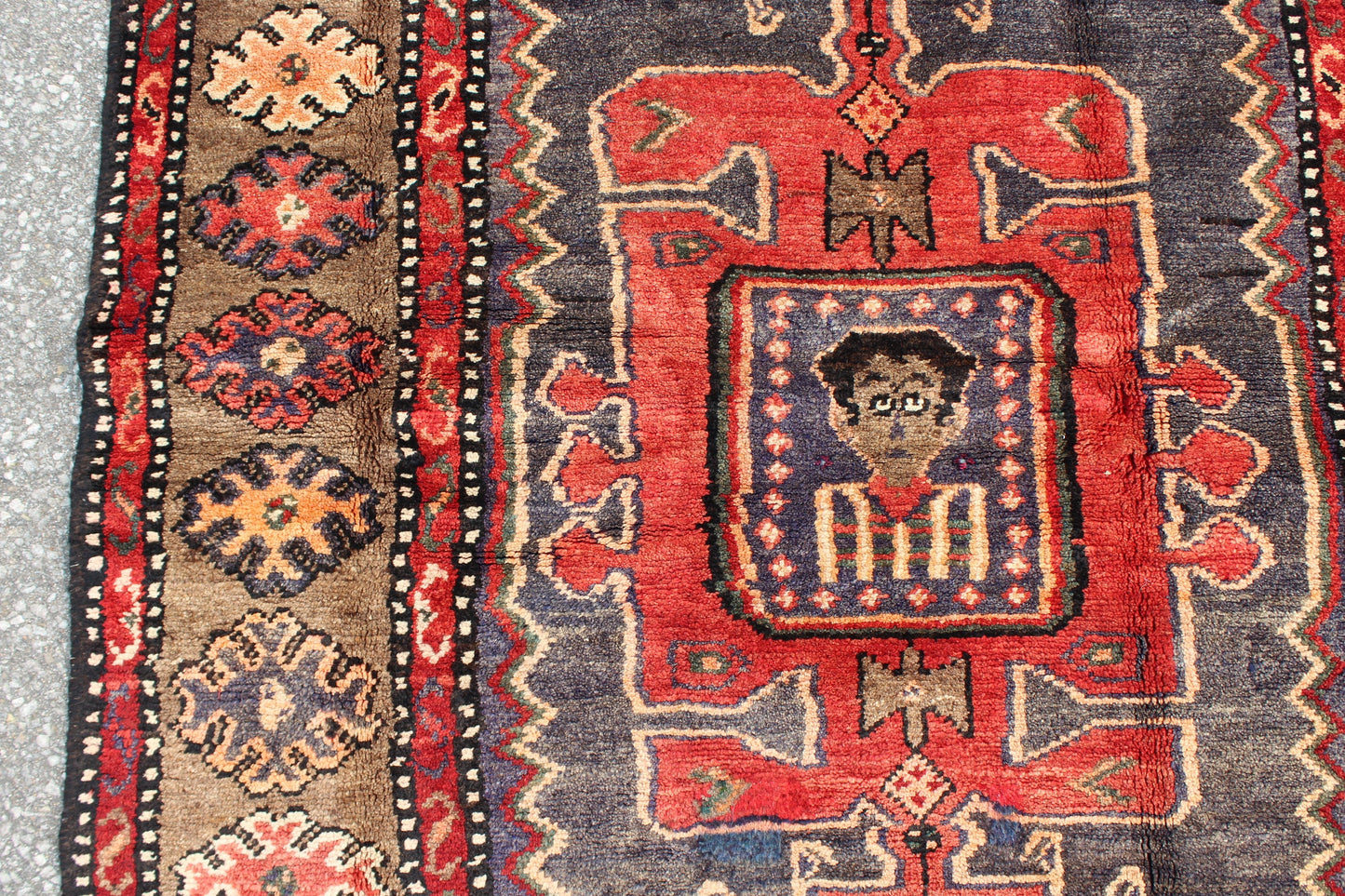 Red Blue 4x6 Vintage Rug | Tribal Oriental Persian Rug | Kazak Bohemian Rug | Handmade Rug