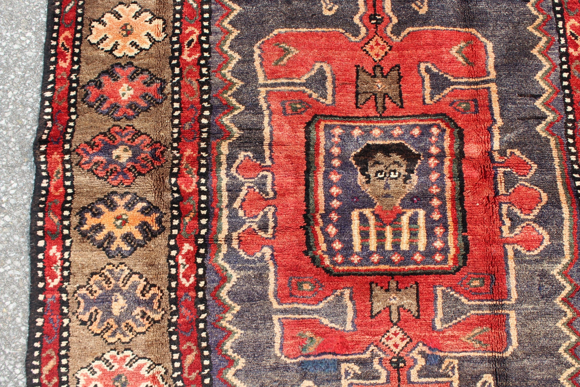 Red Blue 4x6 Vintage Rug | Tribal Oriental Persian Rug | Kazak Bohemian Rug | Handmade Rug