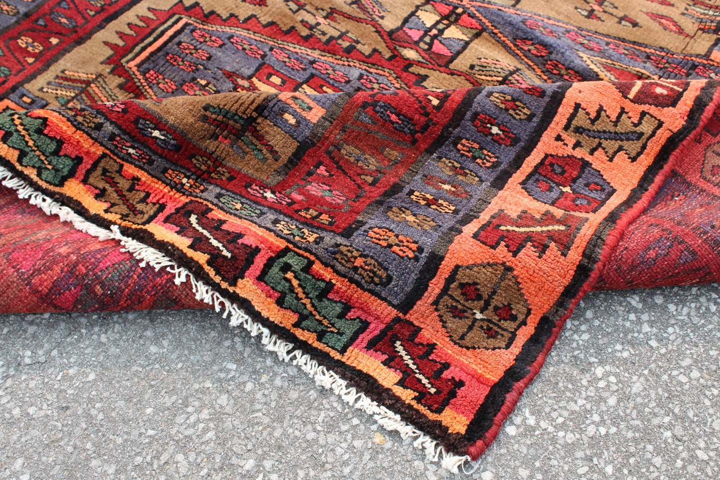 Red Brown 4x7 Vintage Tribal Hand Knotted Rug