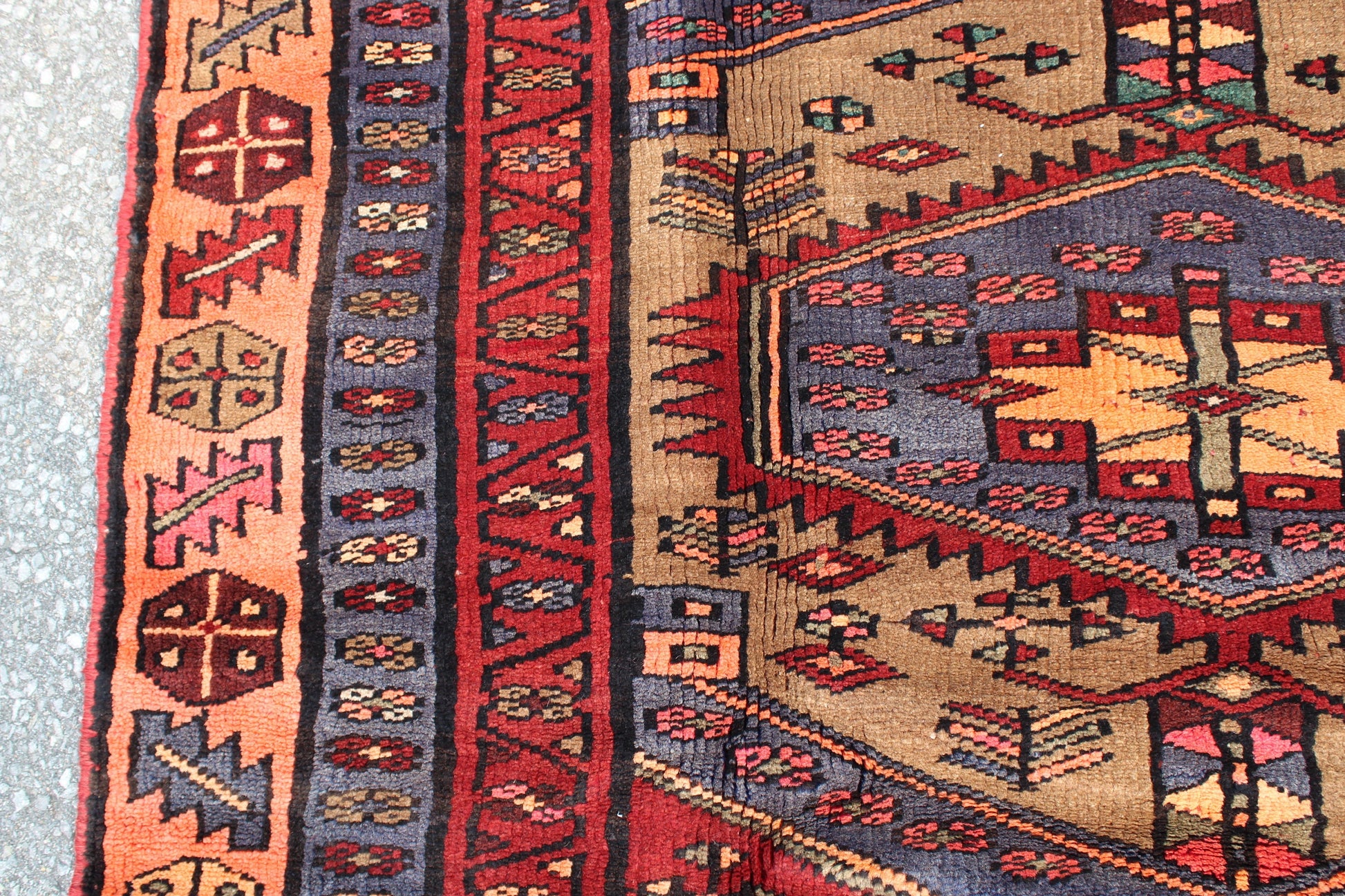 Red Brown 4x7 Vintage Tribal Hand Knotted Rug