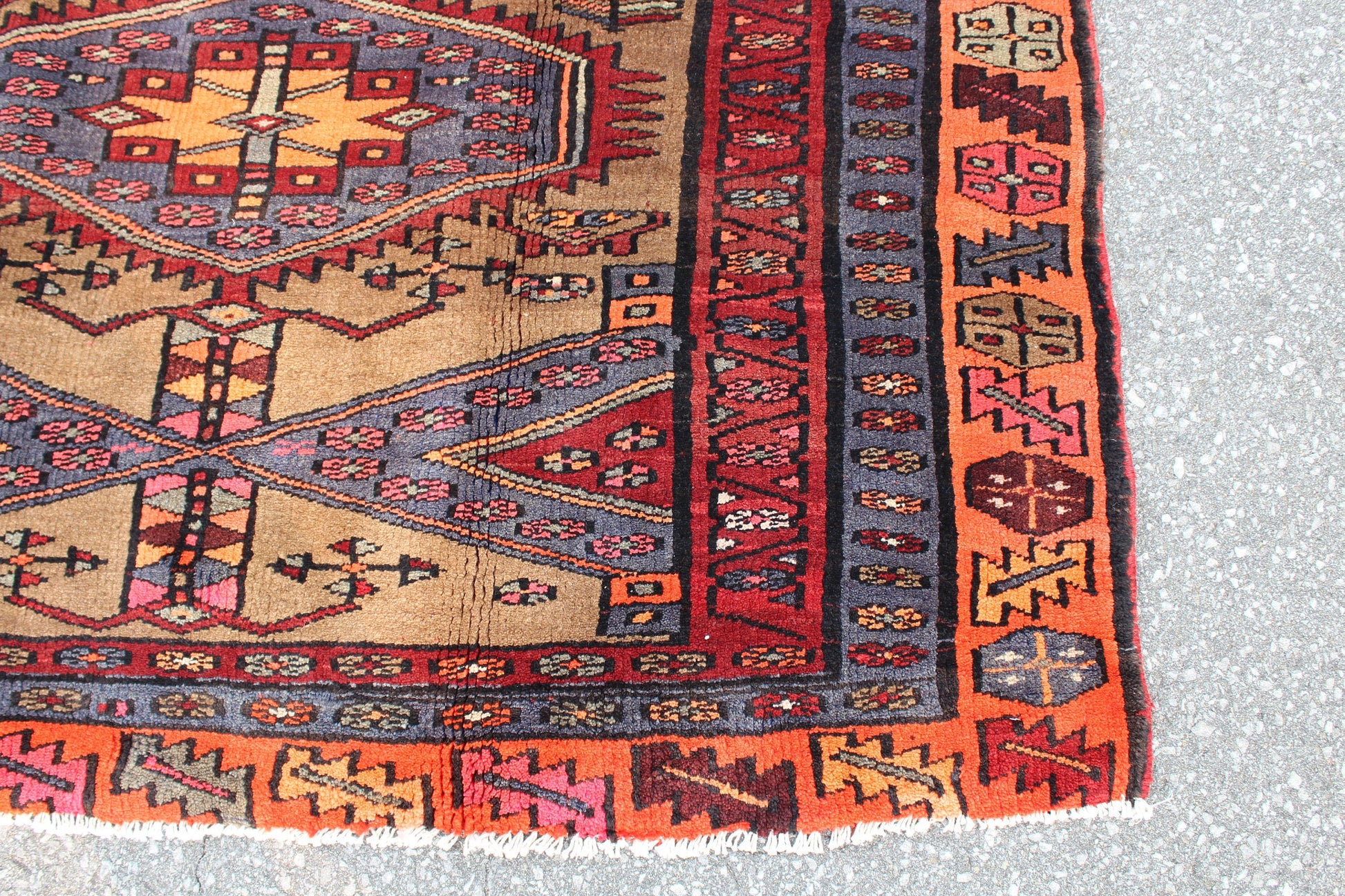 Red Brown 4x7 Vintage Tribal Hand Knotted Rug