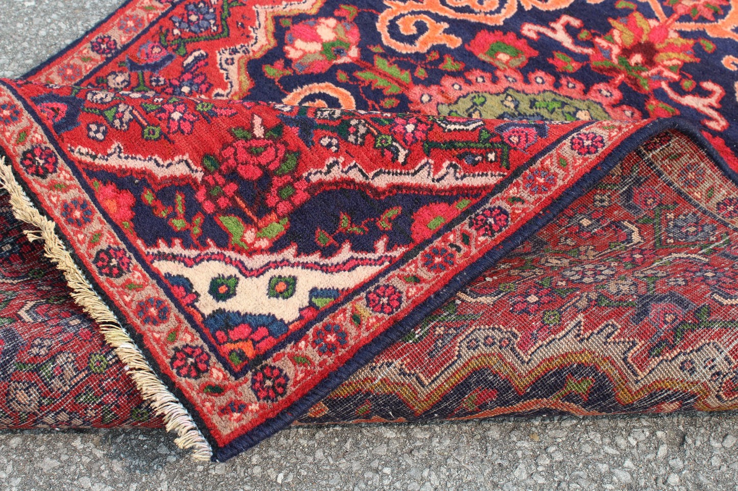 Red Blue 3x6 Vintage Rug | Tribal Oriental Persian Rug | Kazak Bohemian Rug | Handmade Rug
