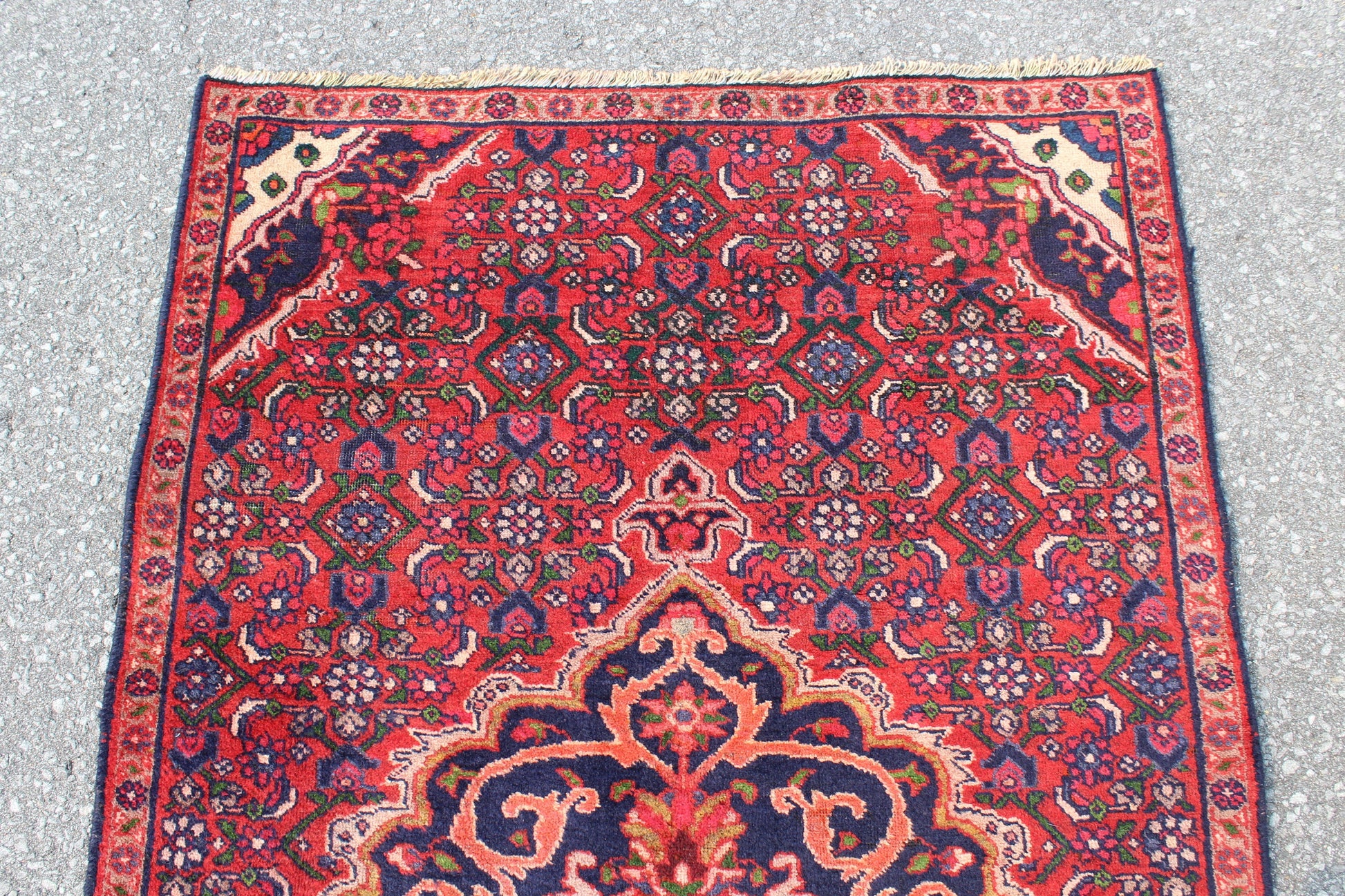 Red Blue 3x6 Vintage Rug | Tribal Oriental Persian Rug | Kazak Bohemian Rug | Handmade Rug