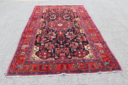 Red 6x10 Vintage Rug | Tribal Oriental Persian Rug | Kazak Bohemian Rug | Handmade Rug