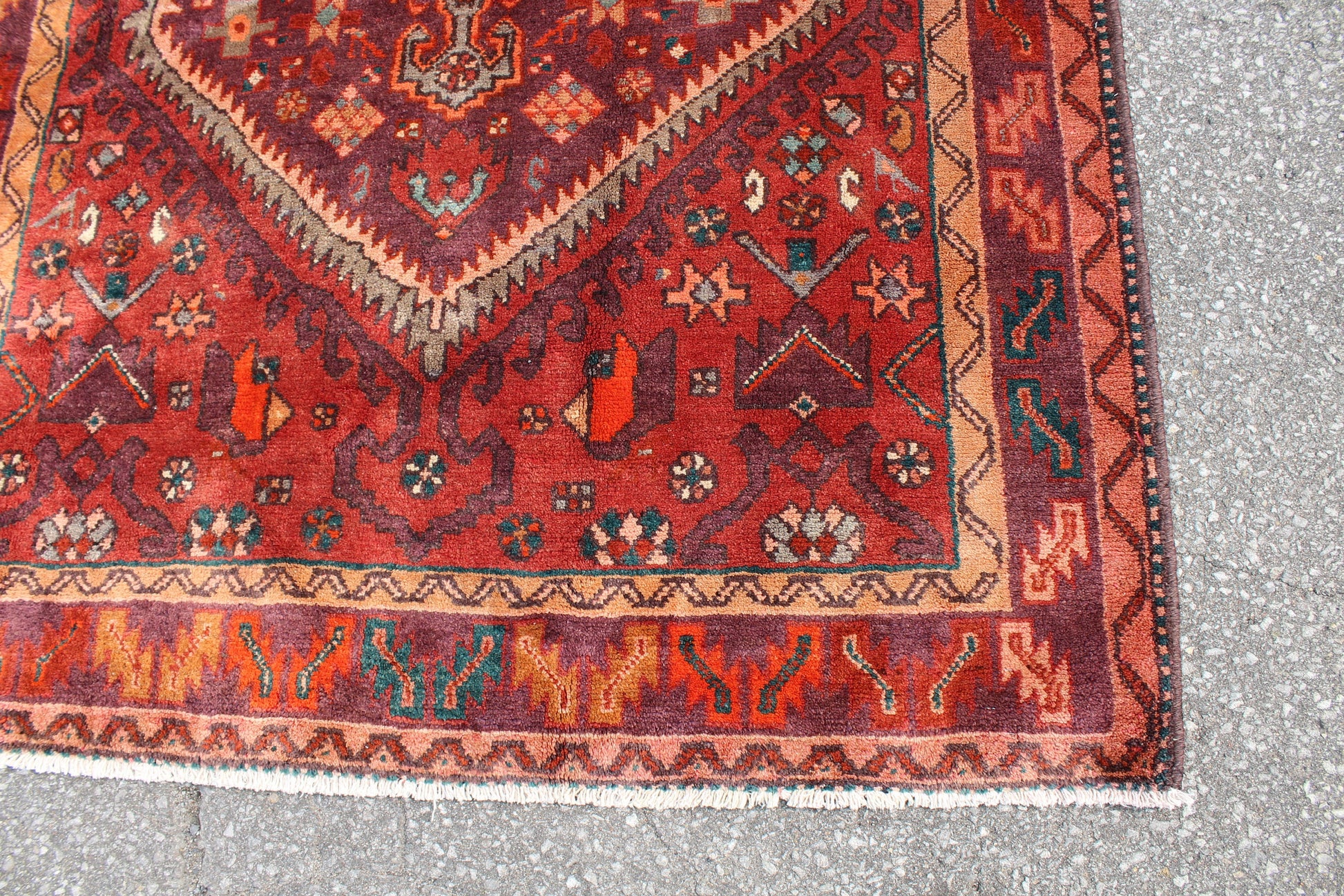 Red Orange 5x7 Vintage Rug | Tribal Oriental Persian Rug | Kazak Bohemian Rug | Handmade Rug
