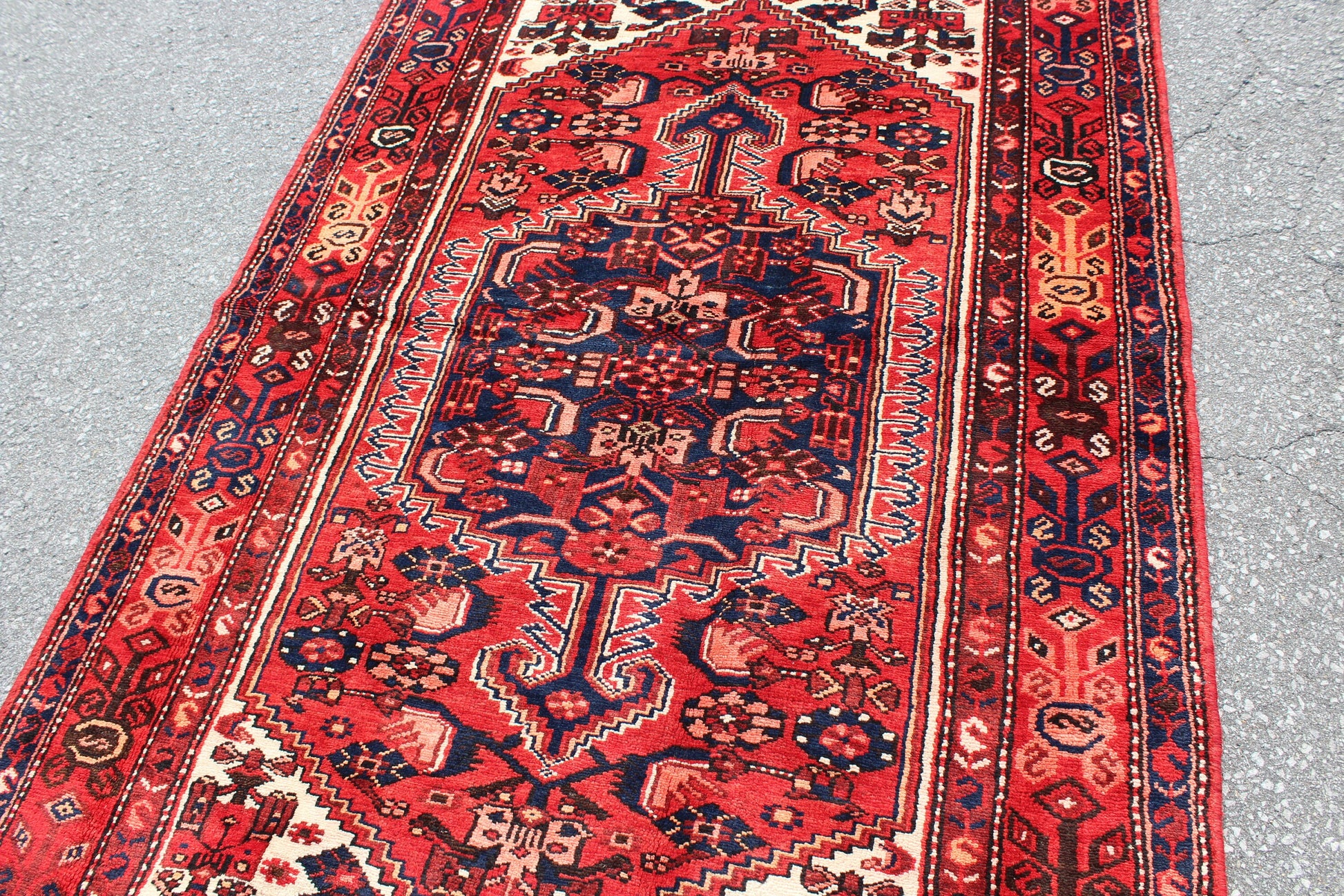 Red Beige 4x7 Vintage Rug | Tribal Oriental Persian Rug | Afghan Bohemian Rug | Handmade Rug