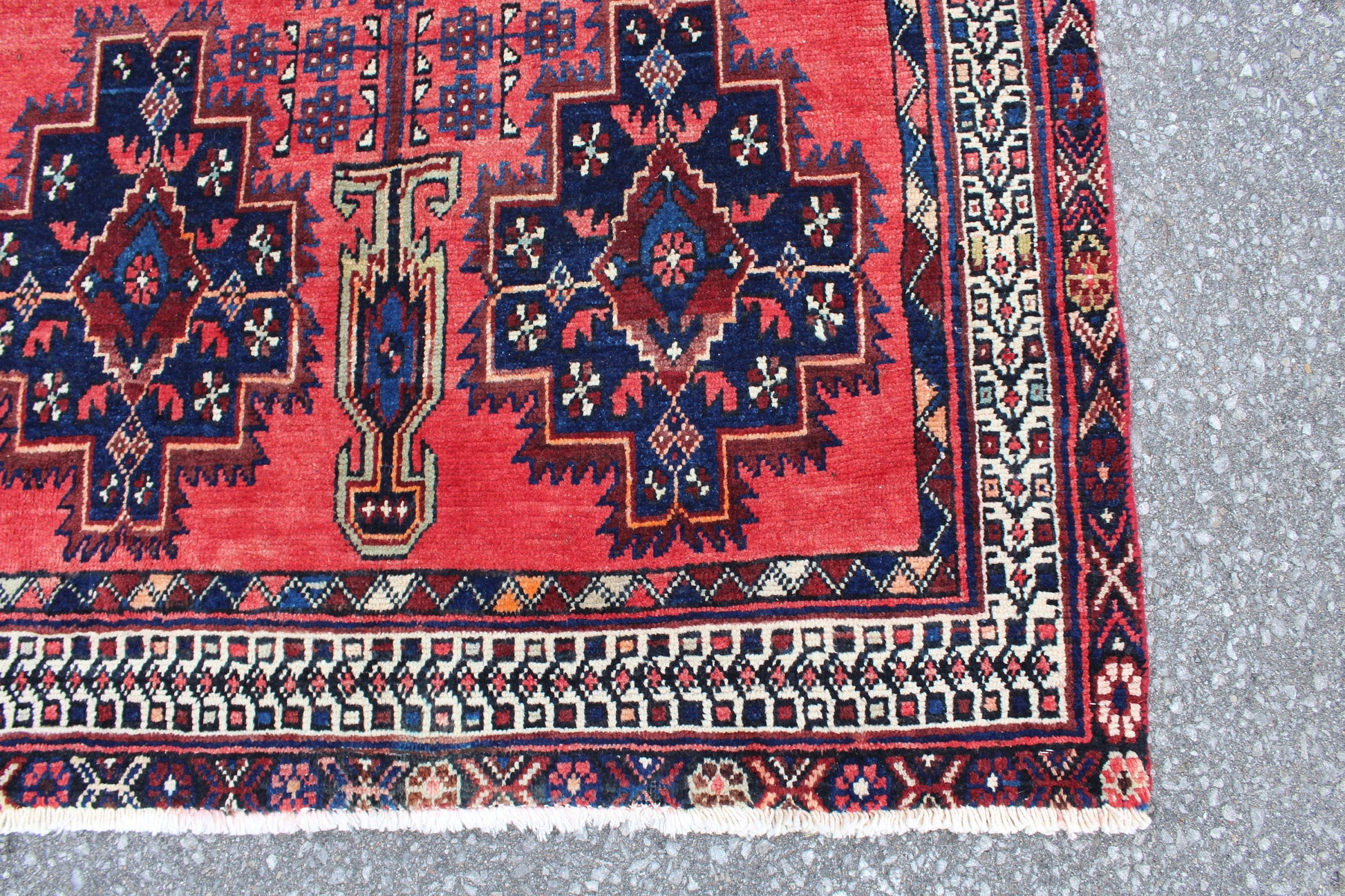 Pink Blue 3x5  Vintage Rug | Tribal Oriental Persian Rug | Kazak Bohemian Rug | Handmade Rug