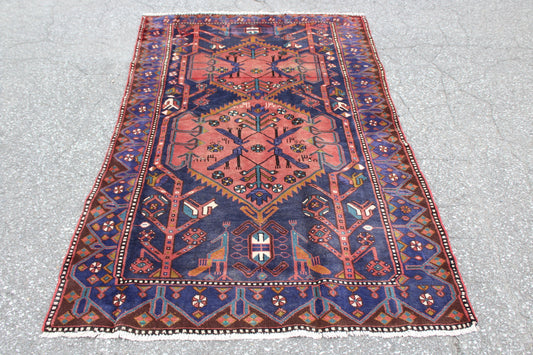 Purple Pink 4x7 Vintage Rug | Tribal Oriental Persian Rug | Kazak Bohemian Rug | Handmade Rug