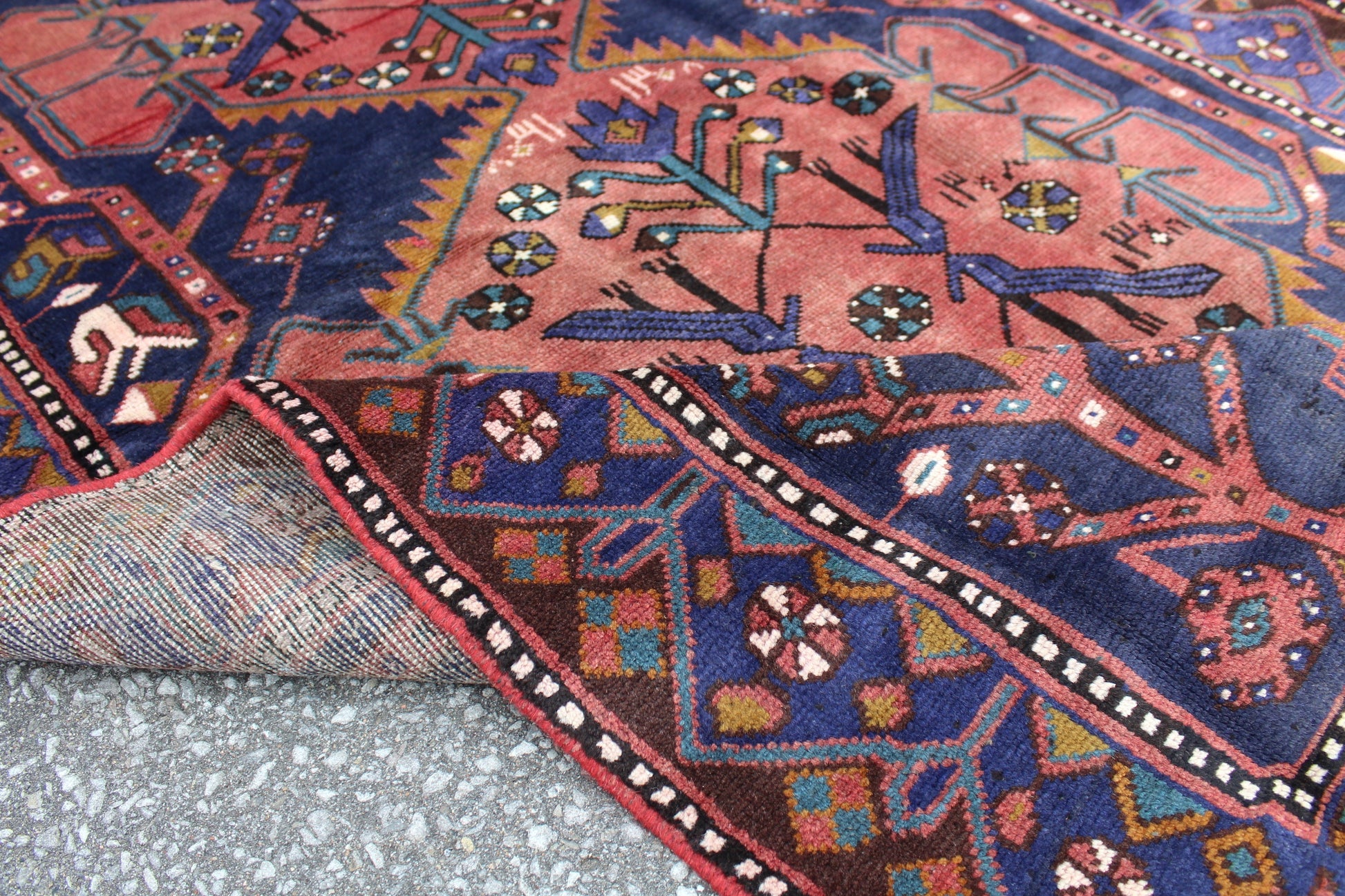 Purple Pink 4x7 Vintage Rug | Tribal Oriental Persian Rug | Kazak Bohemian Rug | Handmade Rug