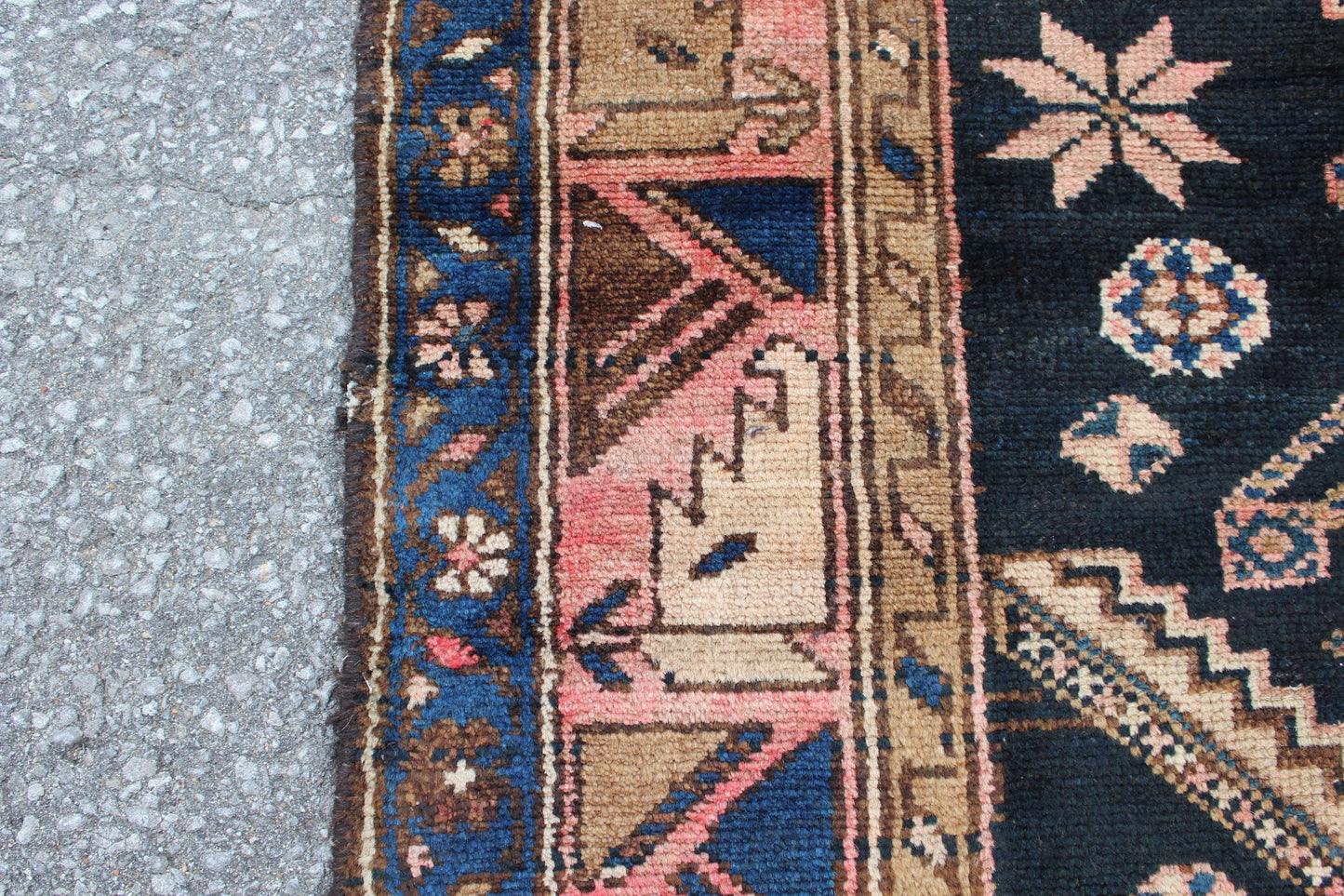 Rose Gold Black 4x8 Vintage Rug | Tribal Oriental Persian Rug | Kazak Bohemian Rug | Handmade Rug