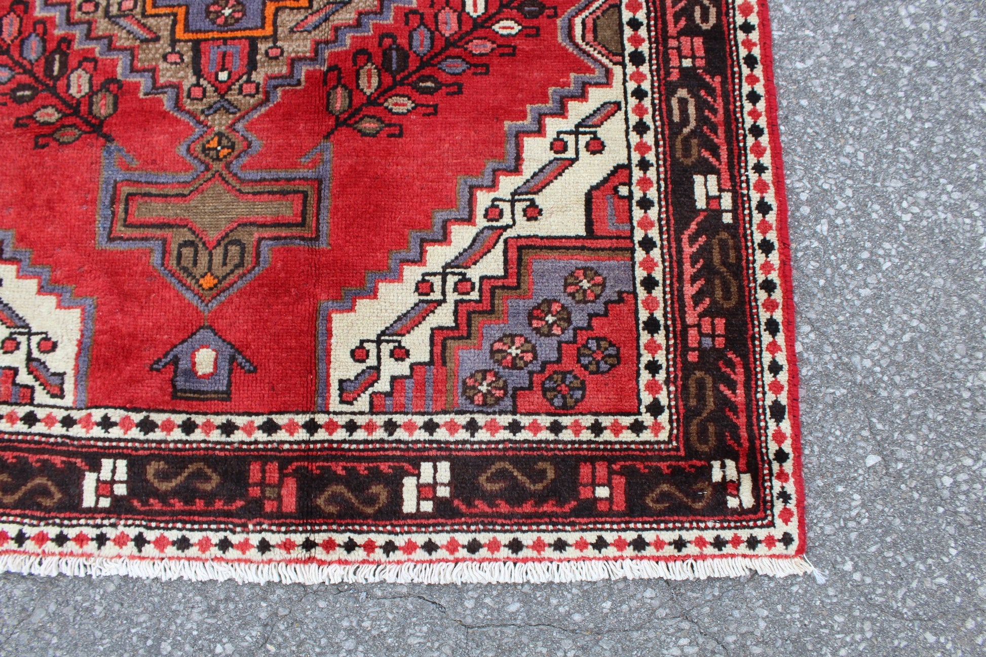 Red Beige 4x7 Vintage Rug | Tribal Oriental Persian Rug | Kazak Bohemian Rug | Handmade Rug