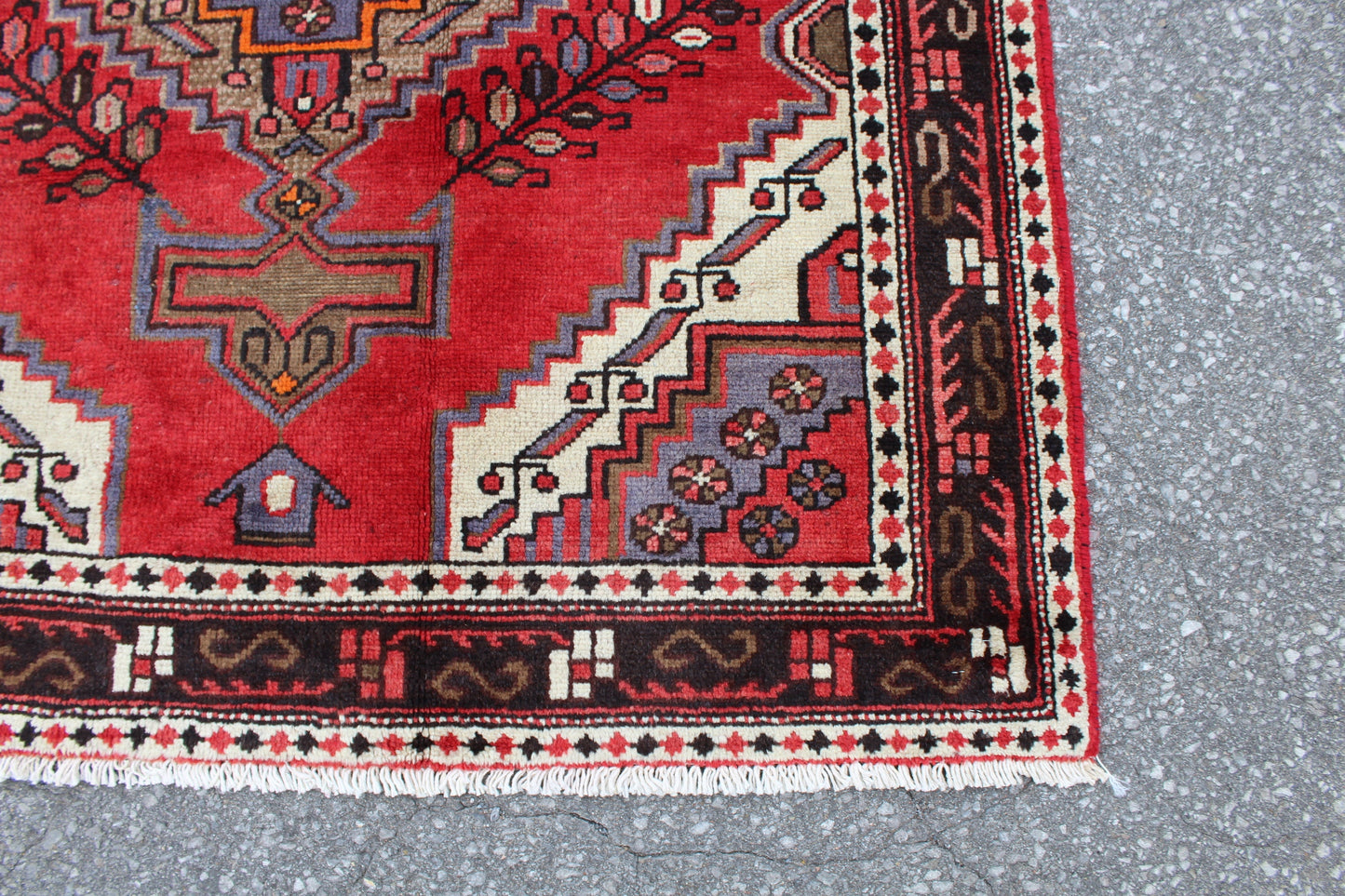 Red Beige 4x7 Vintage Rug | Tribal Oriental Persian Rug | Kazak Bohemian Rug | Handmade Rug