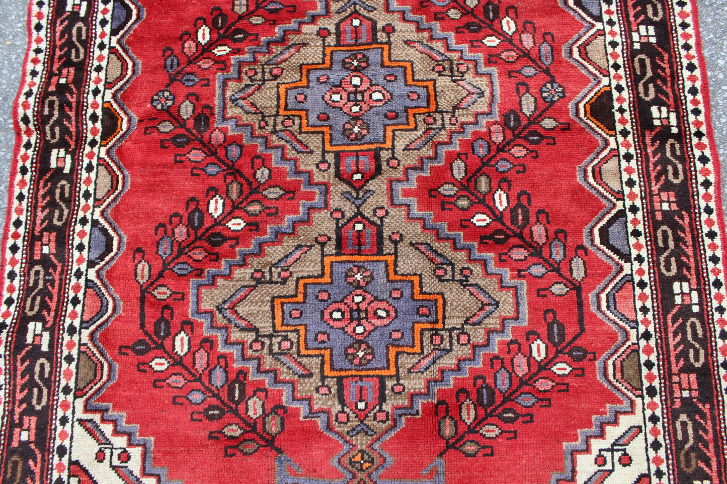 Red Beige 4x7 Vintage Rug | Tribal Oriental Persian Rug | Kazak Bohemian Rug | Handmade Rug