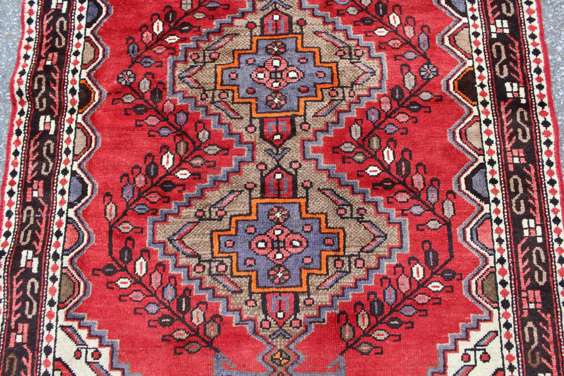 Red Beige 4x7 Vintage Rug | Tribal Oriental Persian Rug | Kazak Bohemian Rug | Handmade Rug