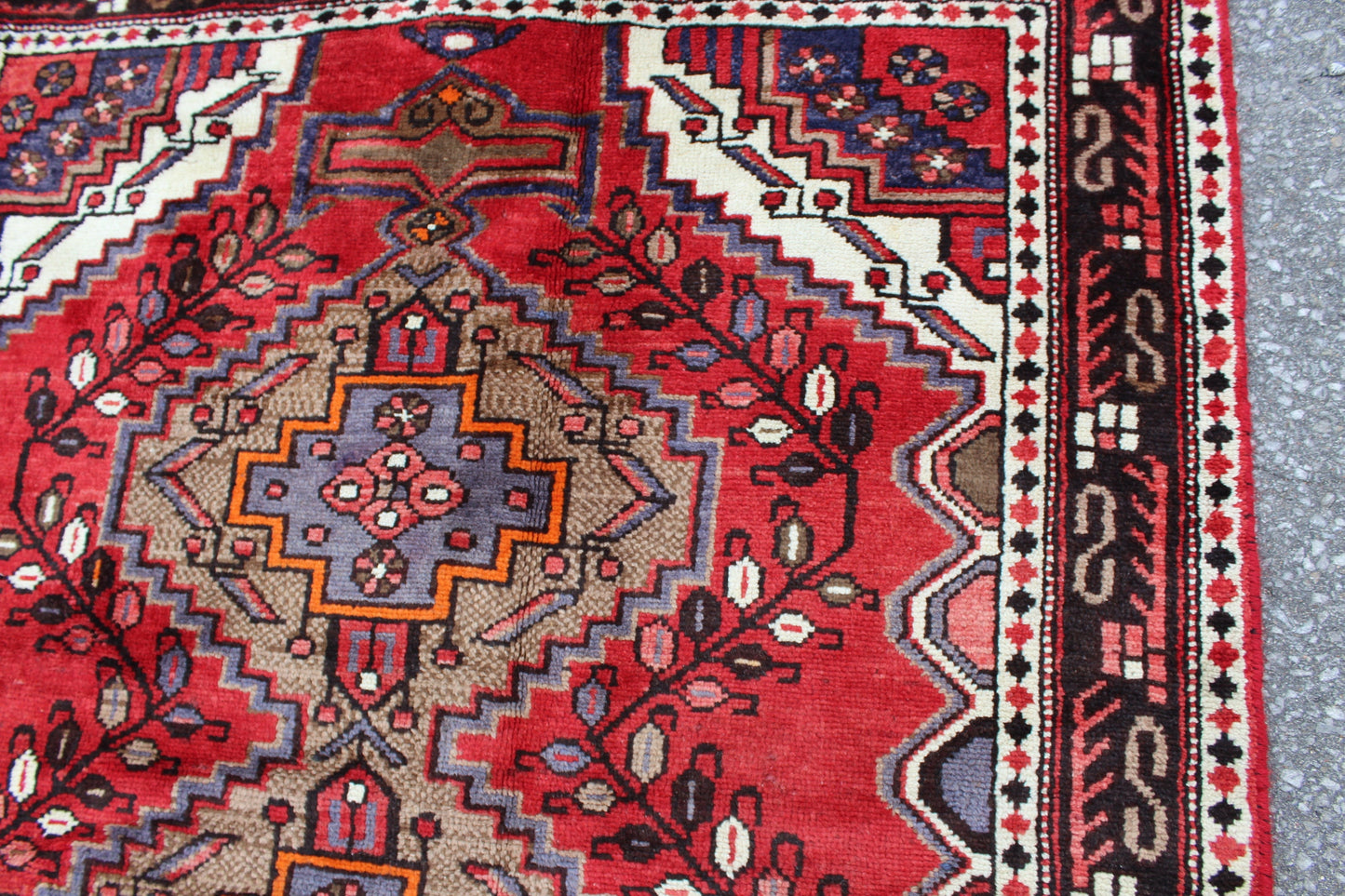 Red Beige 4x7 Vintage Rug | Tribal Oriental Persian Rug | Kazak Bohemian Rug | Handmade Rug