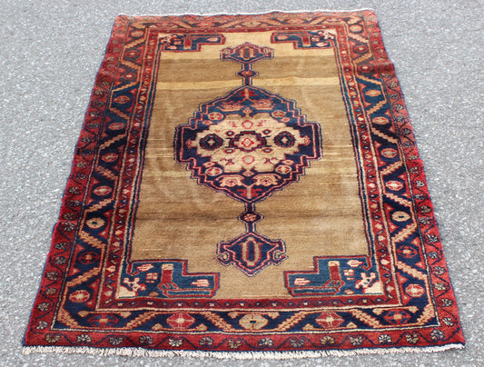Beige Blue 3x5  Vintage Rug | Tribal Oriental Persian Rug | Kazak Bohemian Rug | Handmade Rug