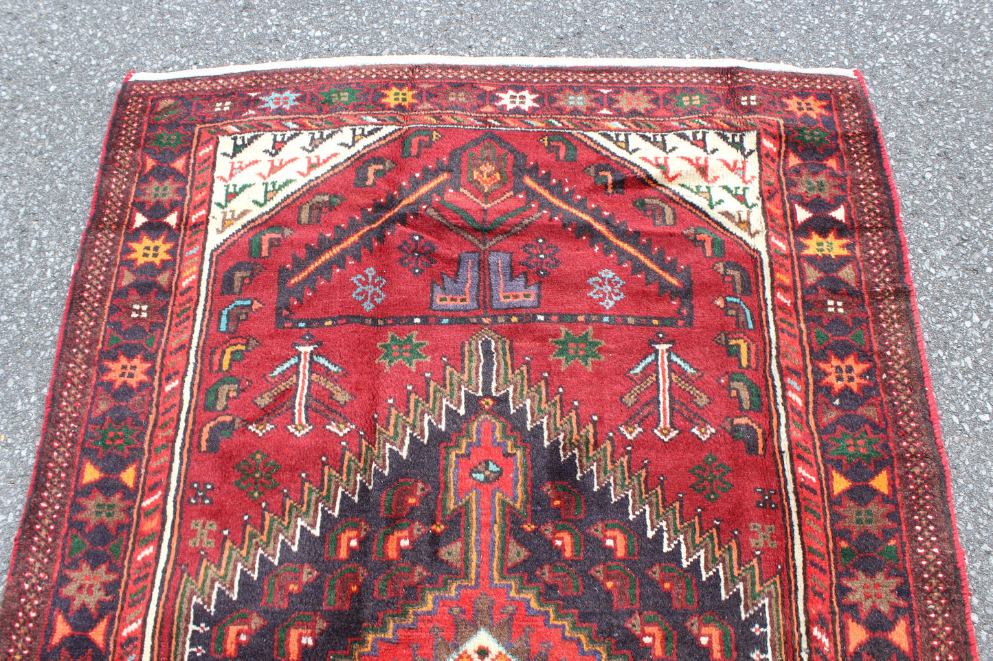 Red Black 4x7  Vintage Rug | Tribal Oriental Persian Rug | Kazak Bohemian Rug | Handmade Rug