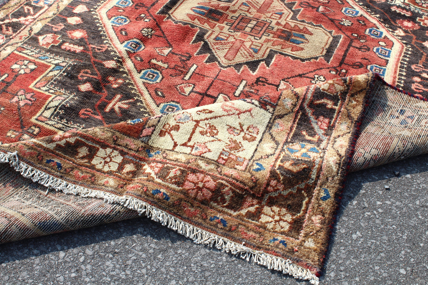 Pink Blue 4x7  Vintage Rug | Tribal Oriental Persian Rug | Kazak Bohemian Rug | Handmade Rug