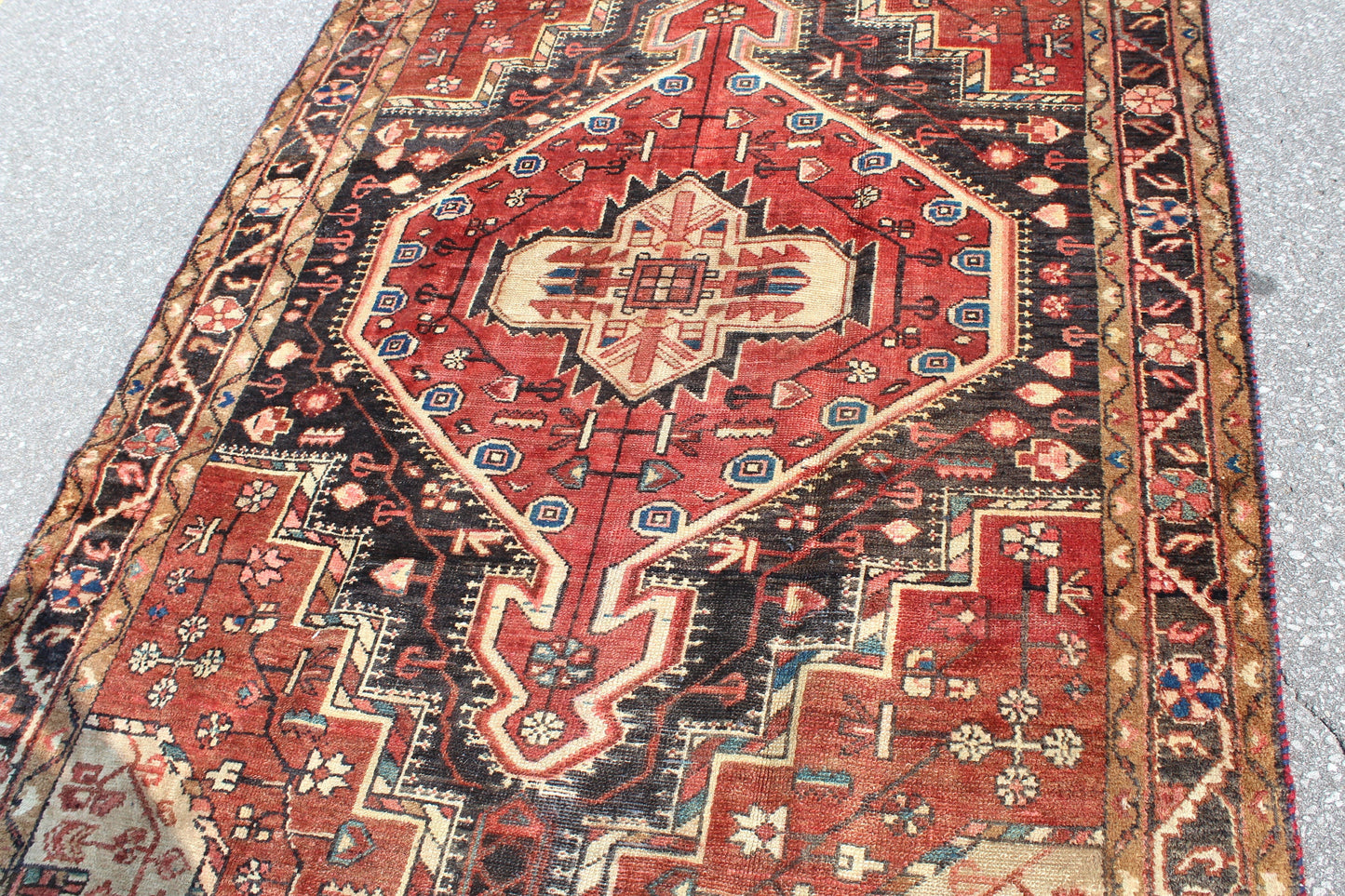 Pink Blue 4x7  Vintage Rug | Tribal Oriental Persian Rug | Kazak Bohemian Rug | Handmade Rug