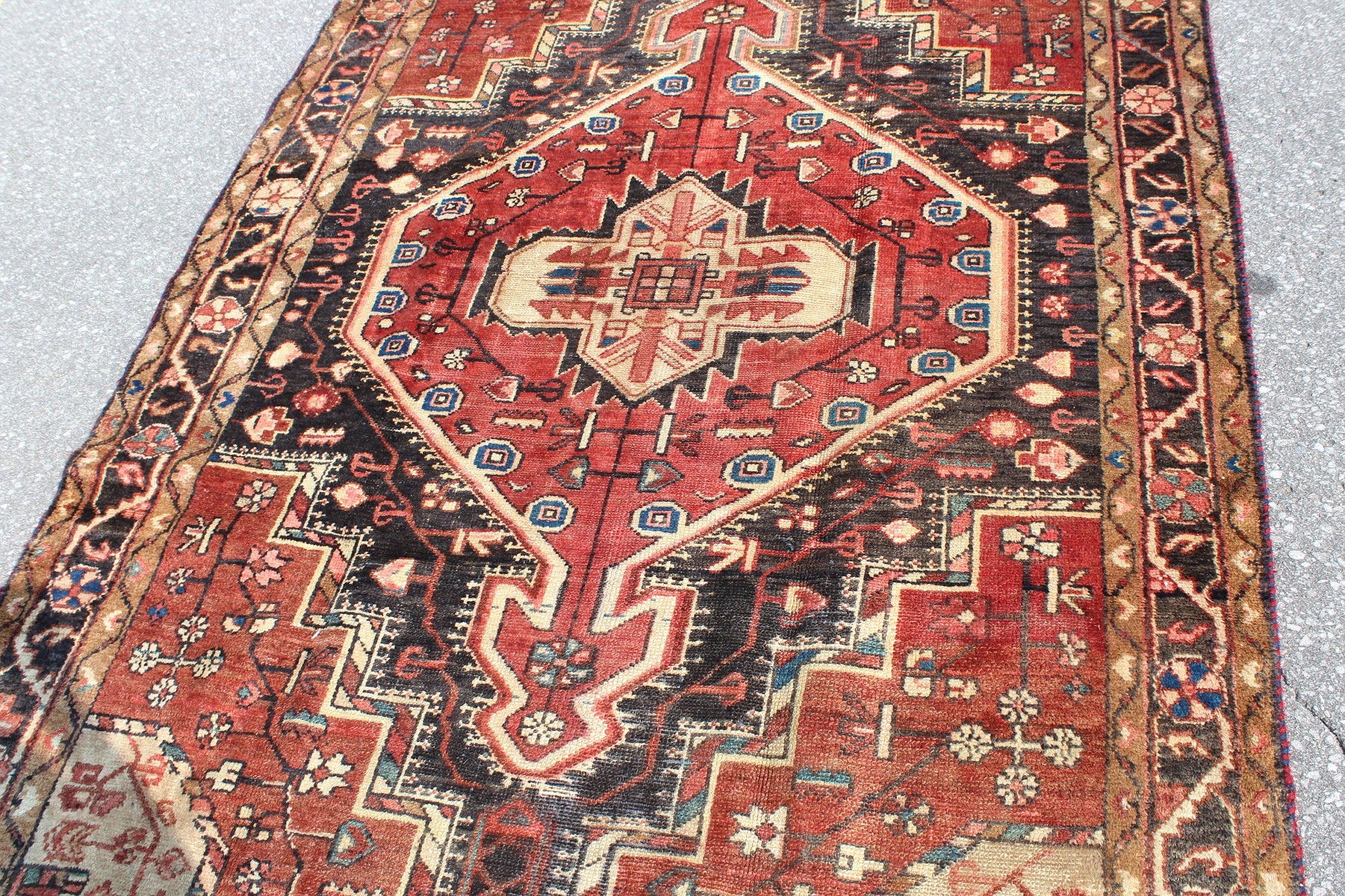 Pink Blue 4x7  Vintage Rug | Tribal Oriental Persian Rug | Kazak Bohemian Rug | Handmade Rug
