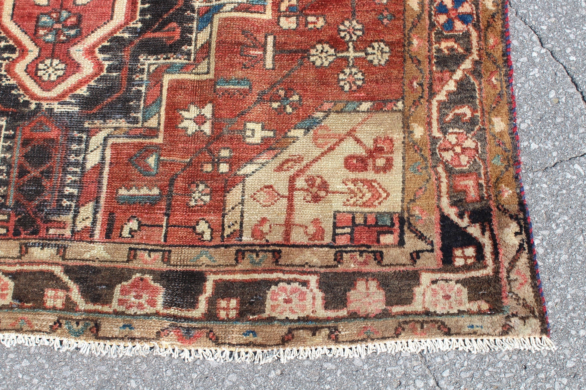 Pink Blue 4x7  Vintage Rug | Tribal Oriental Persian Rug | Kazak Bohemian Rug | Handmade Rug