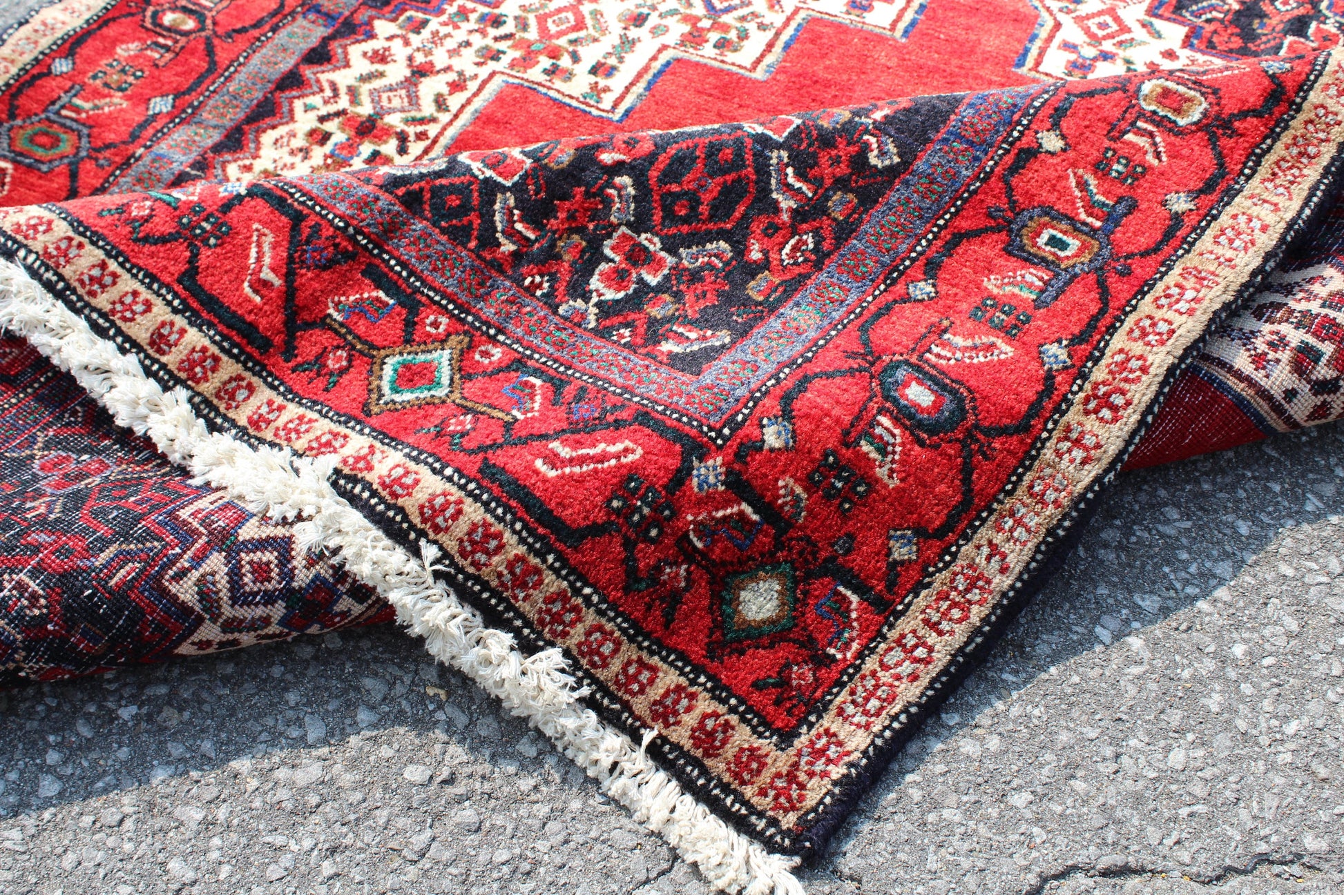 Blue Pink 4x5  Vintage Rug | Tribal Oriental Persian Rug | Kazak Bohemian Rug | Handmade Rug