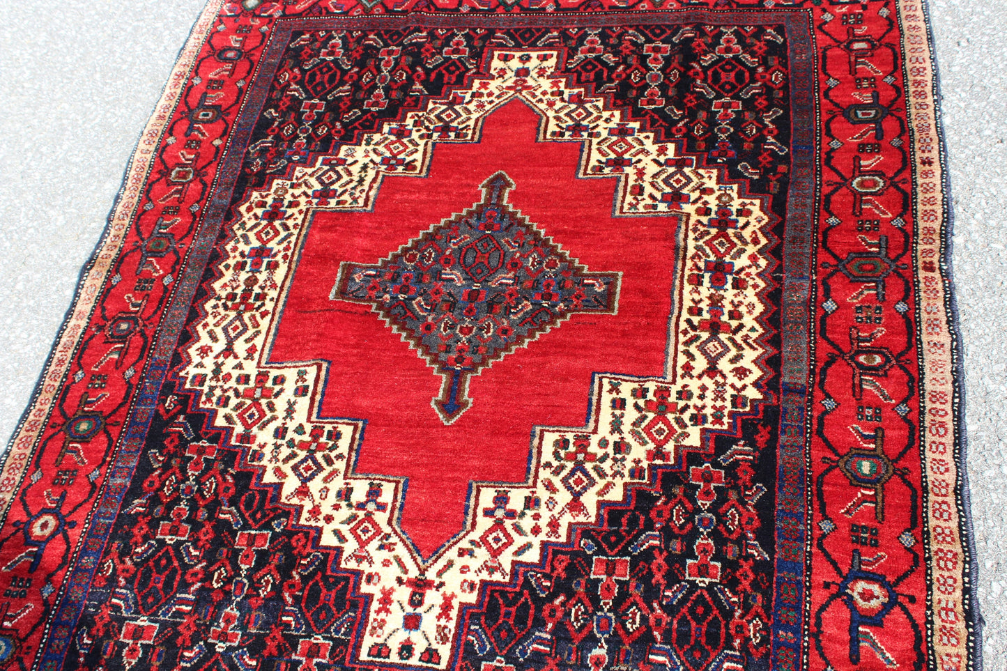 Blue Pink 4x5  Vintage Rug | Tribal Oriental Persian Rug | Kazak Bohemian Rug | Handmade Rug
