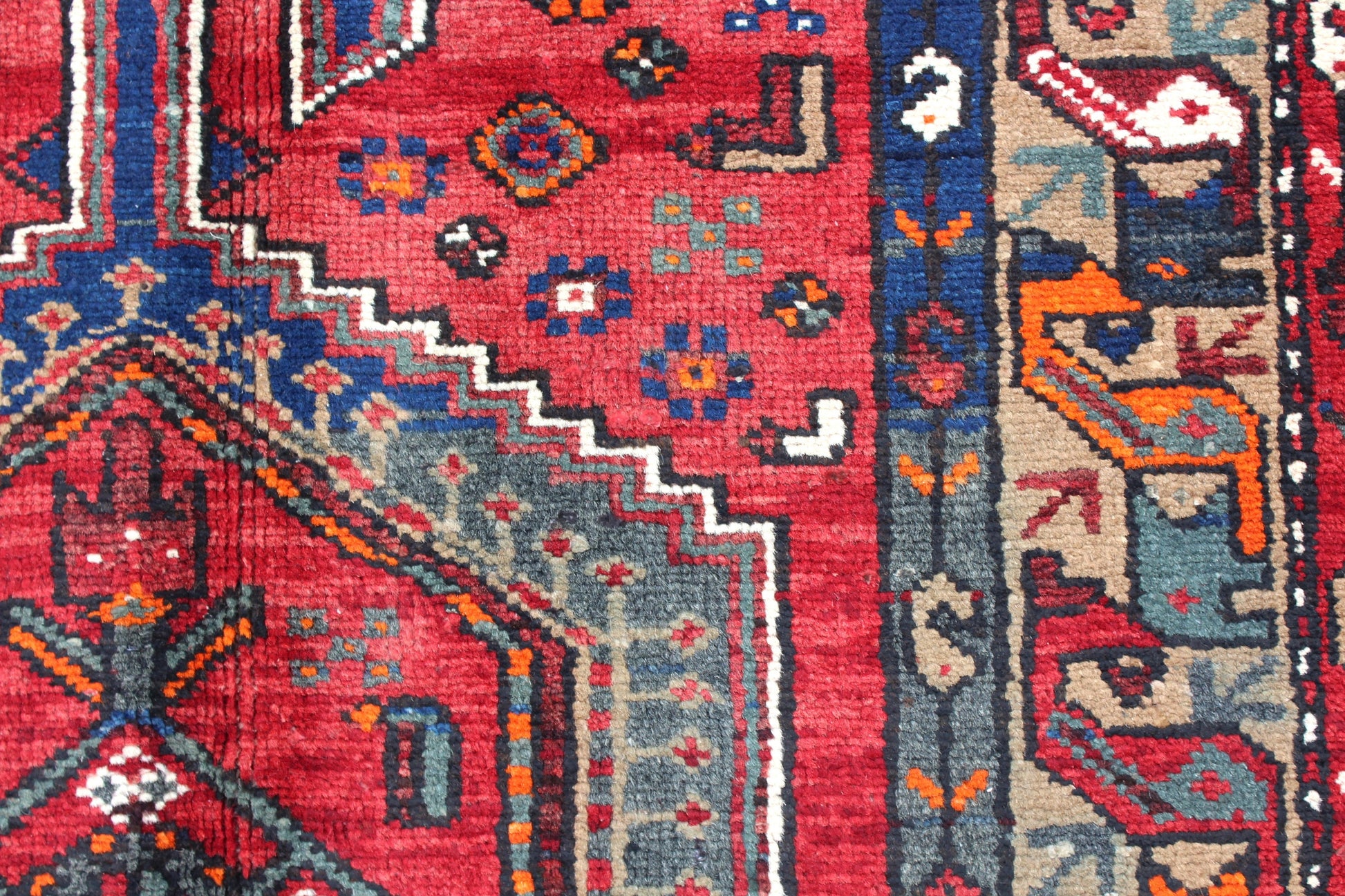 Red Grey 3x7 Vintage Rug | Tribal Oriental Persian Rug | Kazak Bohemian Rug | Handmade Rug6