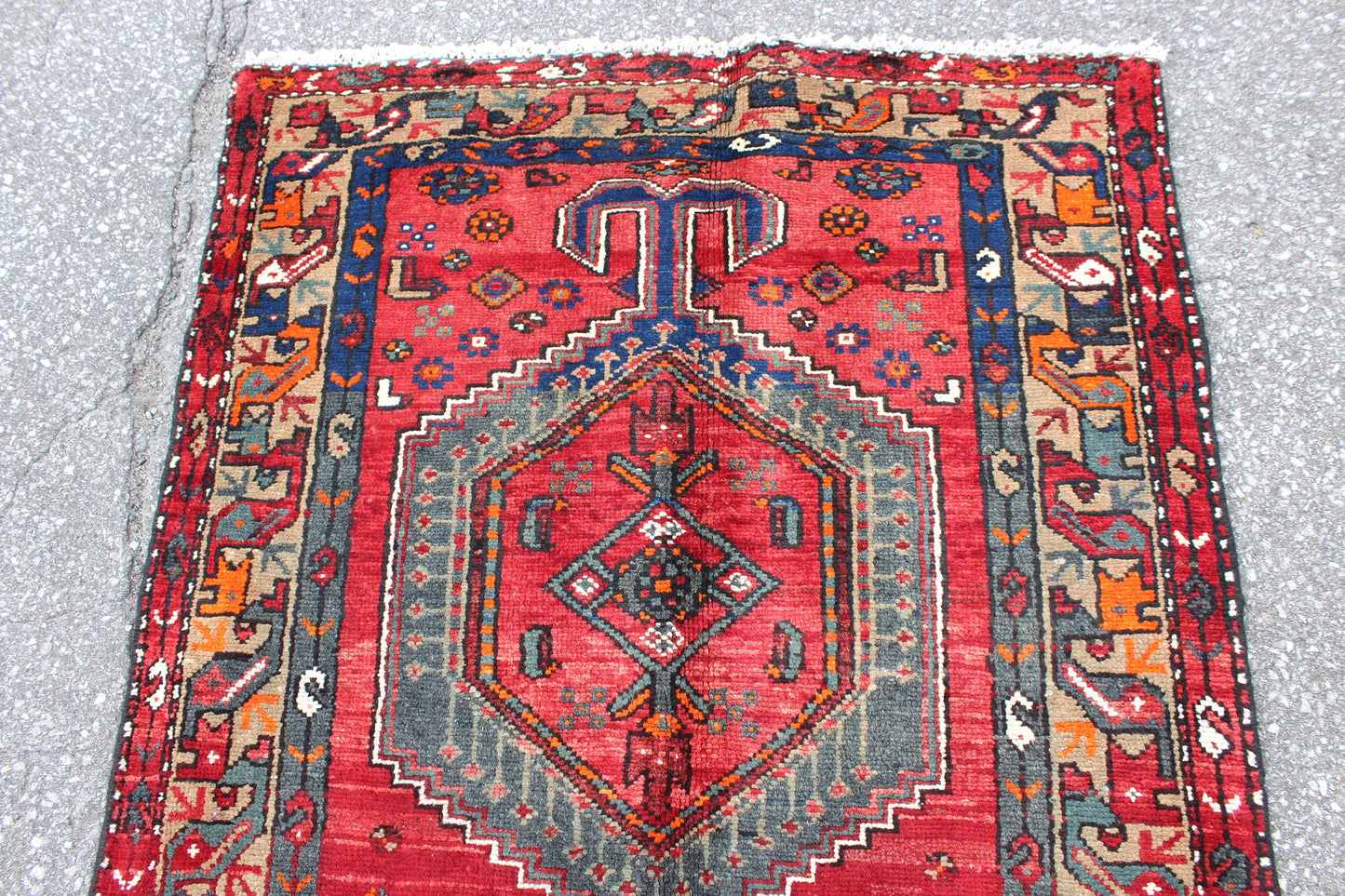 Red Grey 3x7 Vintage Rug | Tribal Oriental Persian Rug | Kazak Bohemian Rug | Handmade Rug6