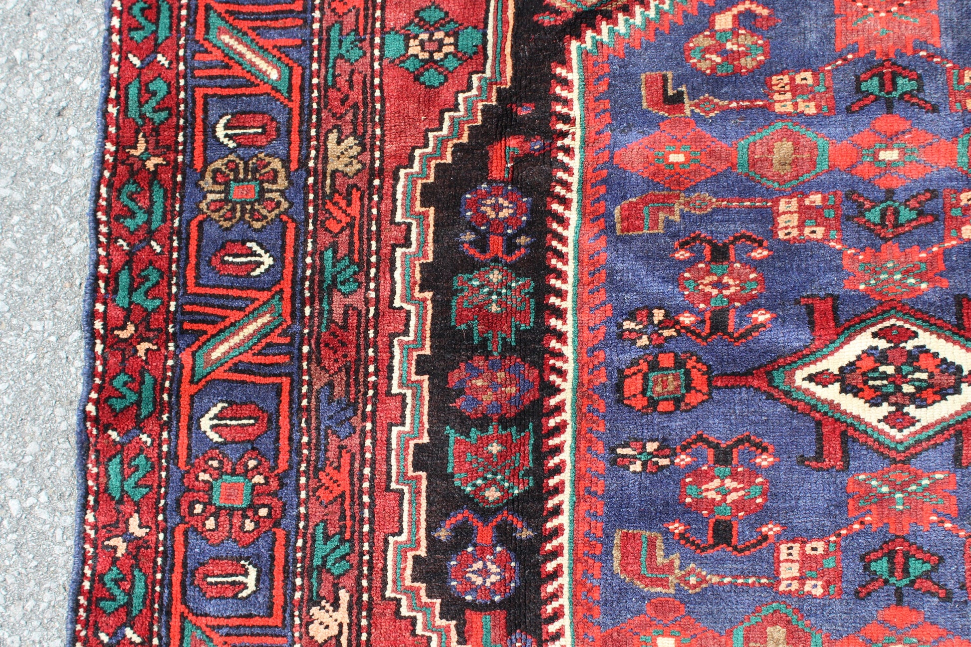 Coral Navy 4x6 Vintage Tribal Oriental Persian Handmade Rug