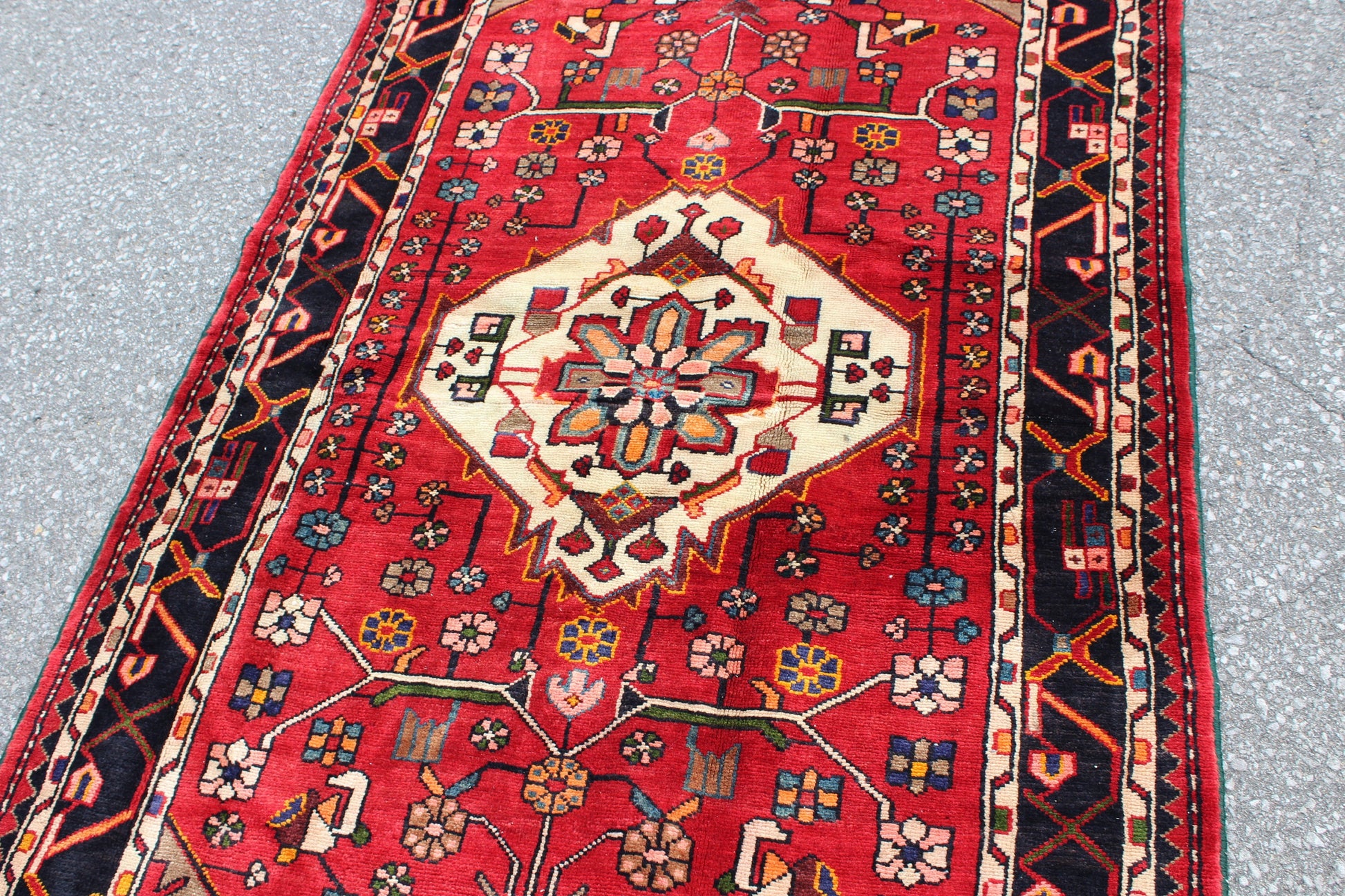 Red 4x6 Vintage Rug | Tribal Oriental Persian Rug | Kazak Bohemian Rug | Handmade Rug