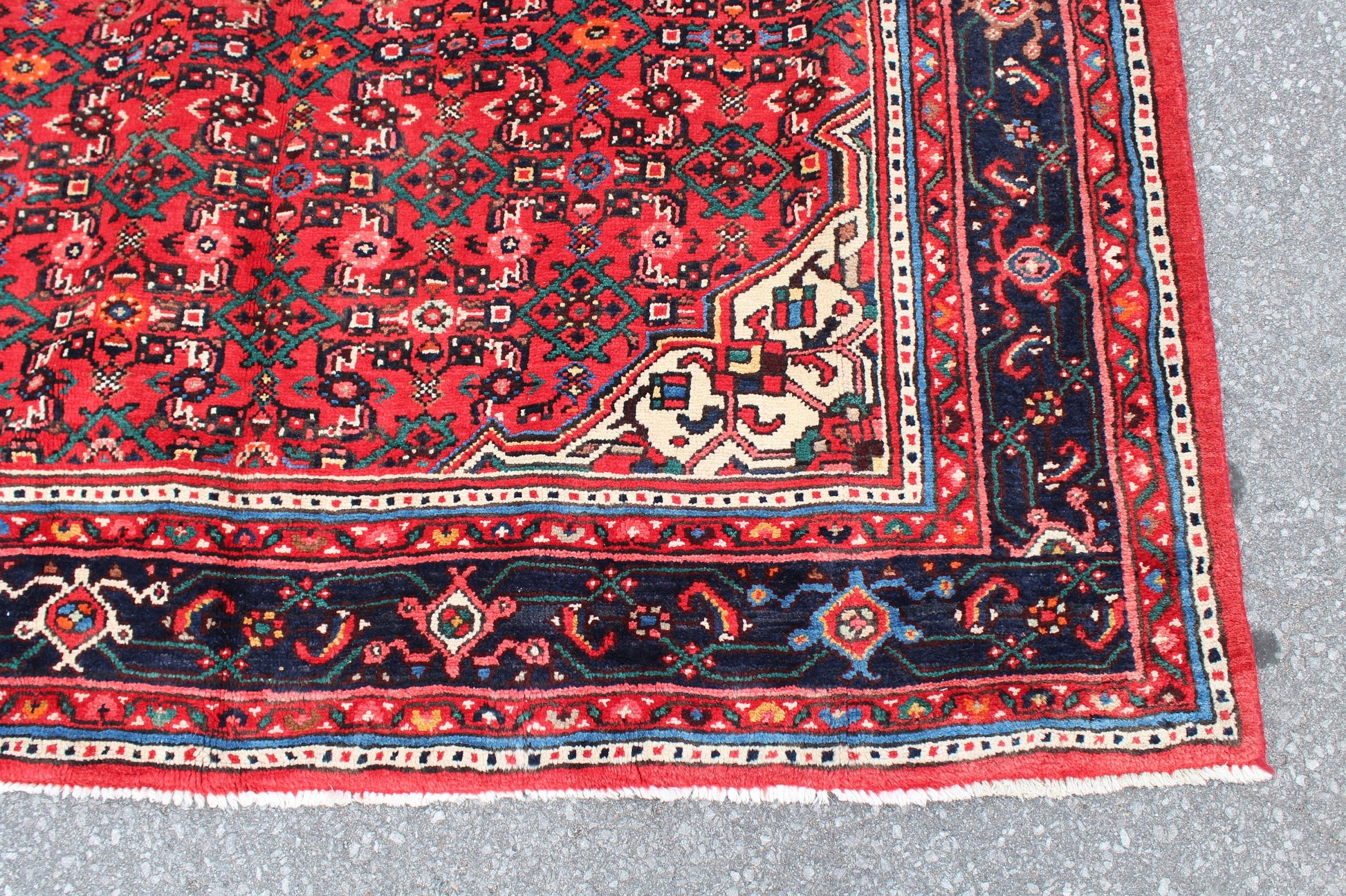 Red Blue 7x10 Vintage Rug | Tribal Oriental Persian Rug | Kazak Bohemian Rug | Handmade Rug