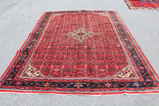 Red Blue 7x10 Vintage Rug | Tribal Oriental Persian Rug | Kazak Bohemian Rug | Handmade Rug