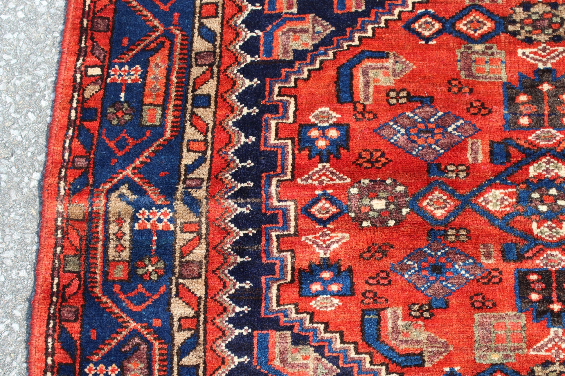 Red Blue 4x7 Vintage Rug | Tribal Oriental Persian Rug | Kazak Bohemian Rug | Handmade Rug