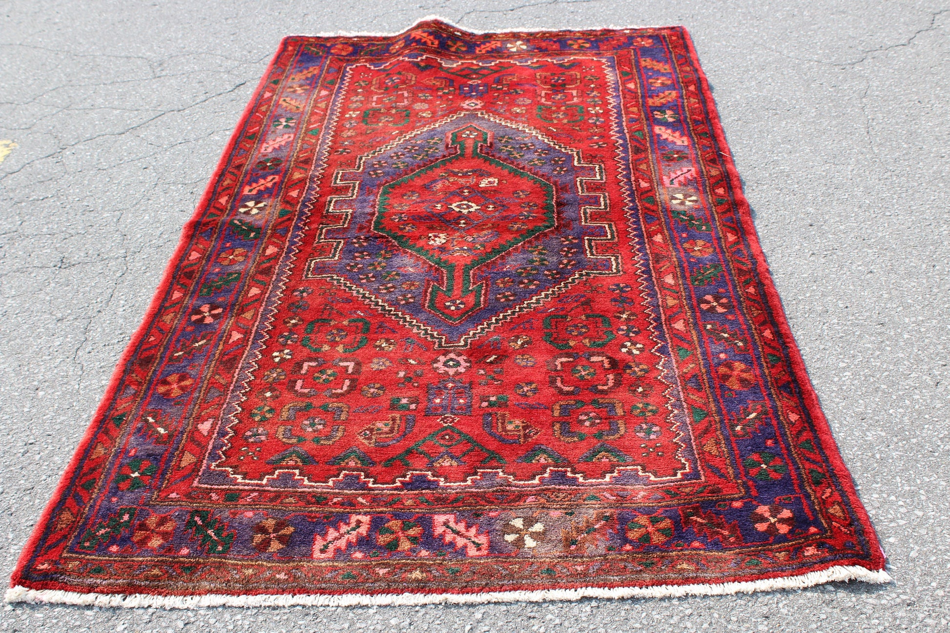 Red Persian Style 4x7 Vintage Hand Knotted Area Rug