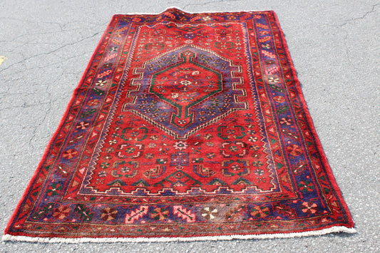 Red Persian Style 4x7 Vintage Hand Knotted Area Rug