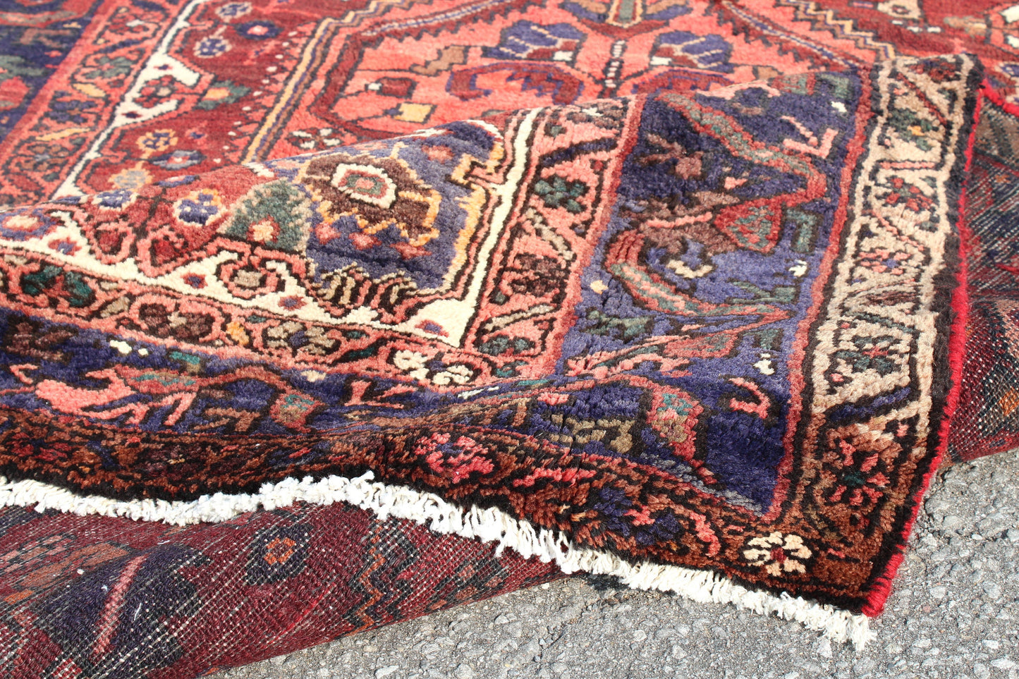 Oriental One of a Kind Persian Style Rug 4x7 feet Red Blue