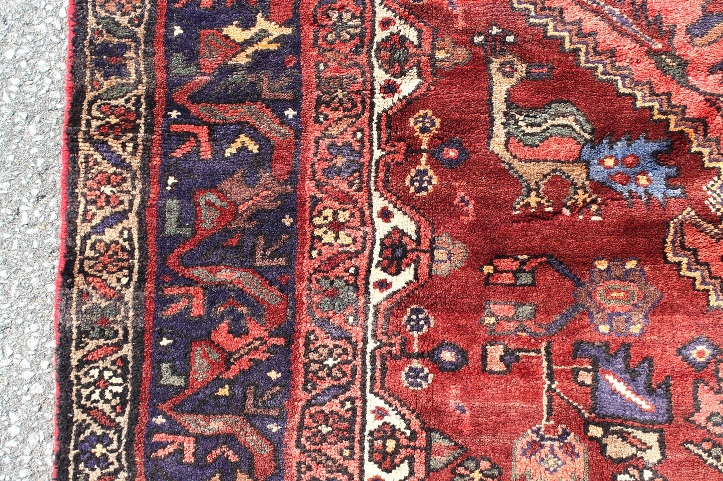Oriental One of a Kind Persian Style Rug 4x7 feet Red Blue